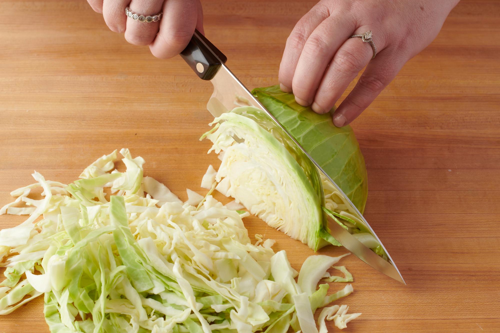 Rough chopping cabbage with a Petite Chef.