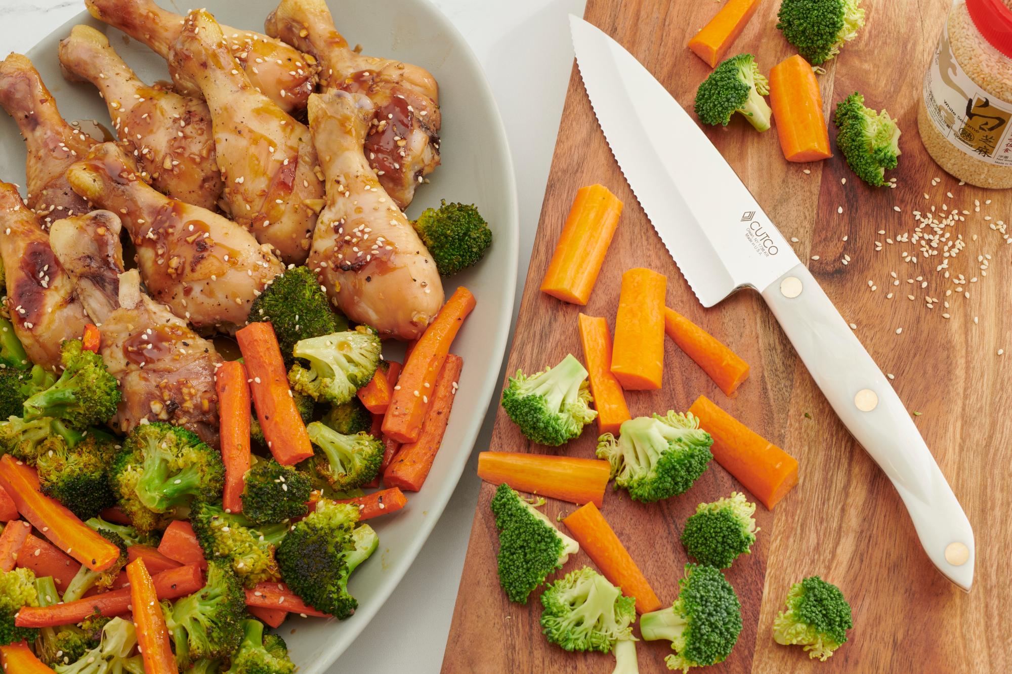 Honey-Garlic Chicken Thighs with Carrots and Broccoli