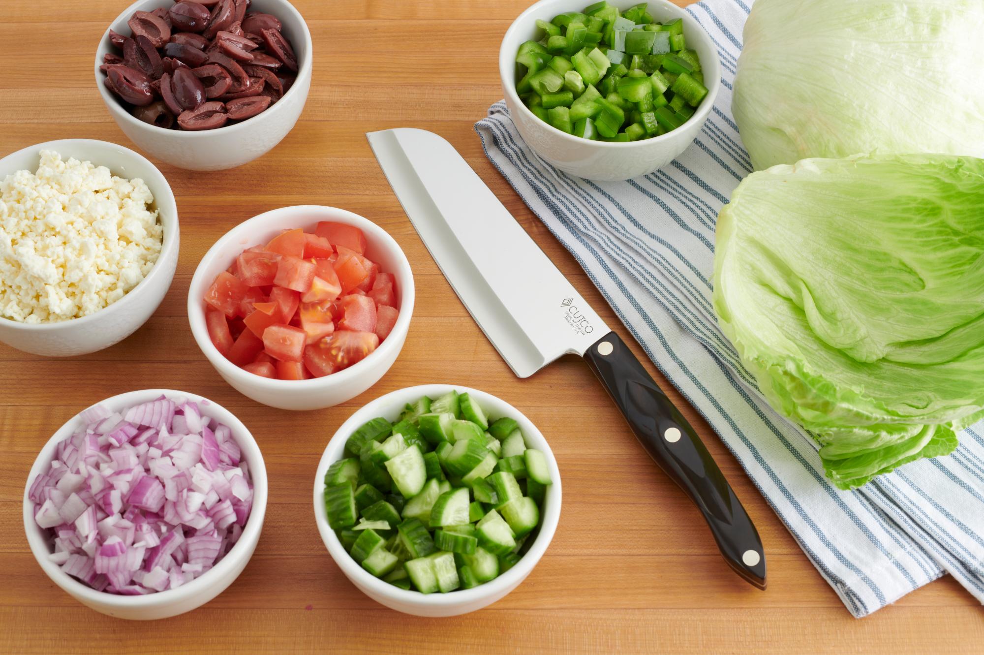 Use a Santoku to prep the veggies.