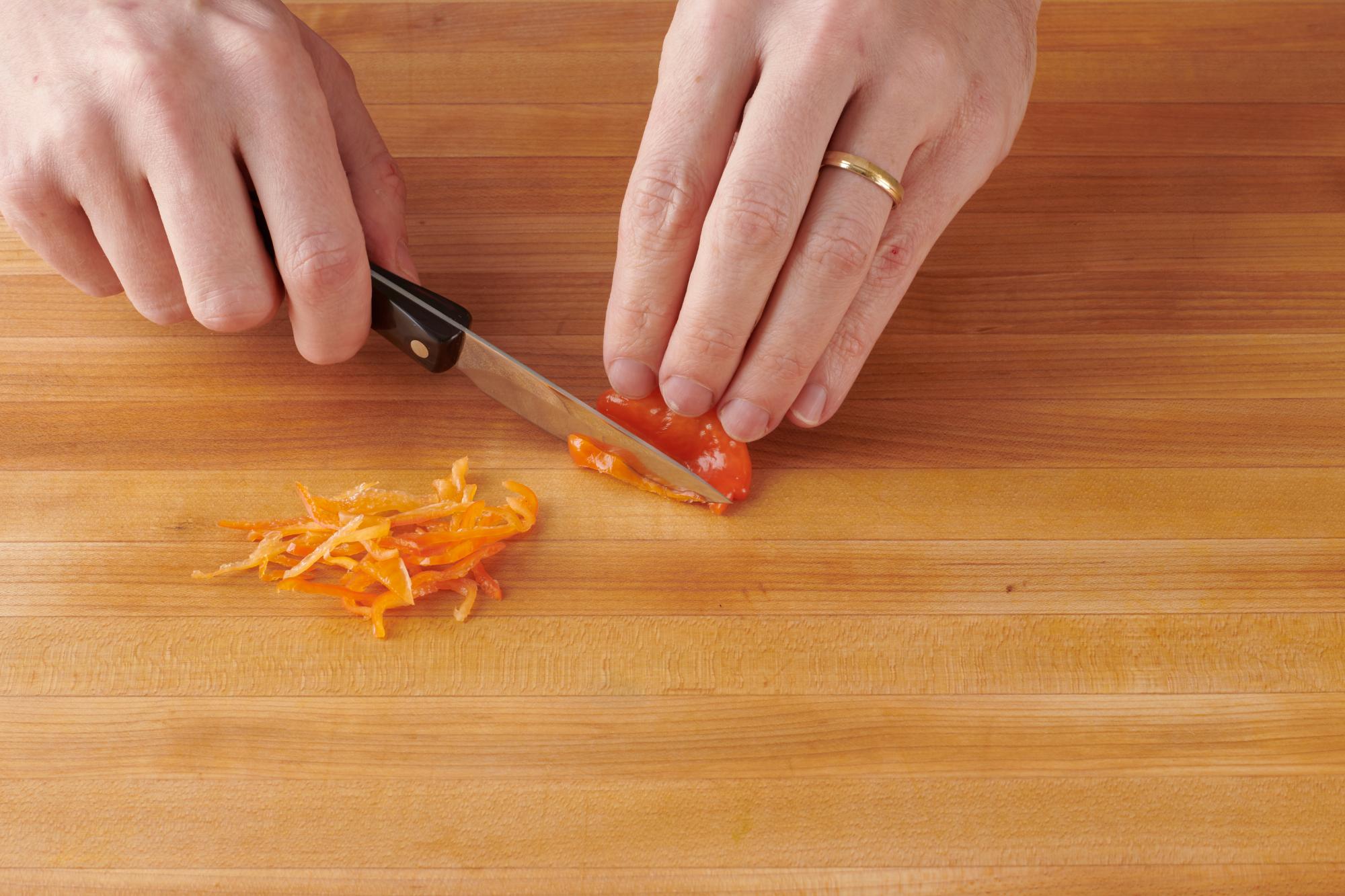 Slicing the habanero with a 4 Inch Gourmet Paring Knife.