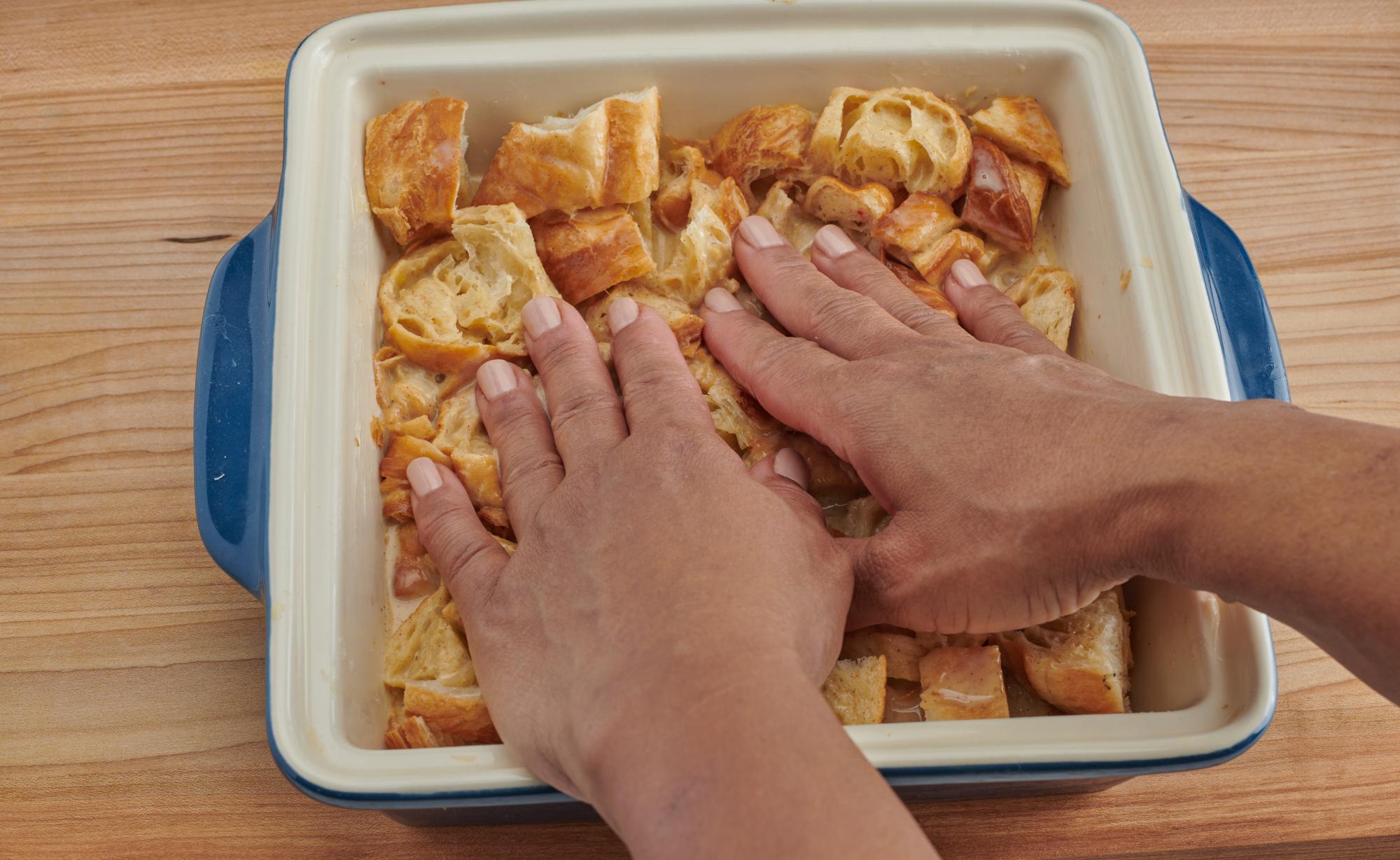 Pressing down croissants