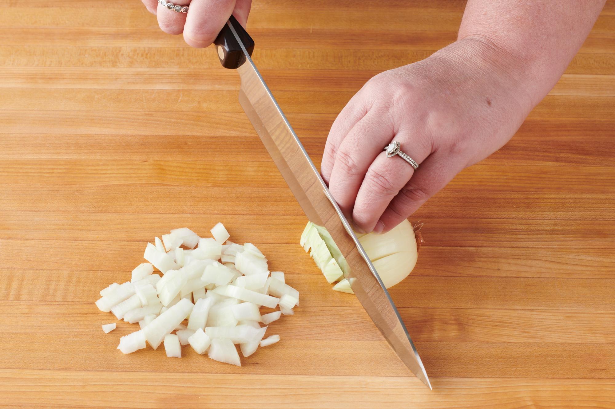 Dicing onion with a French Chef.