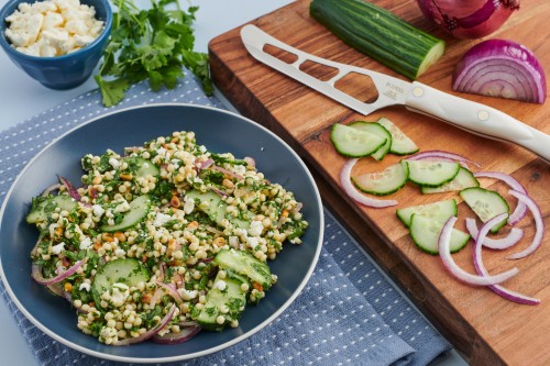 Couscous Salad With Cucumber, Red Onion and Herbs