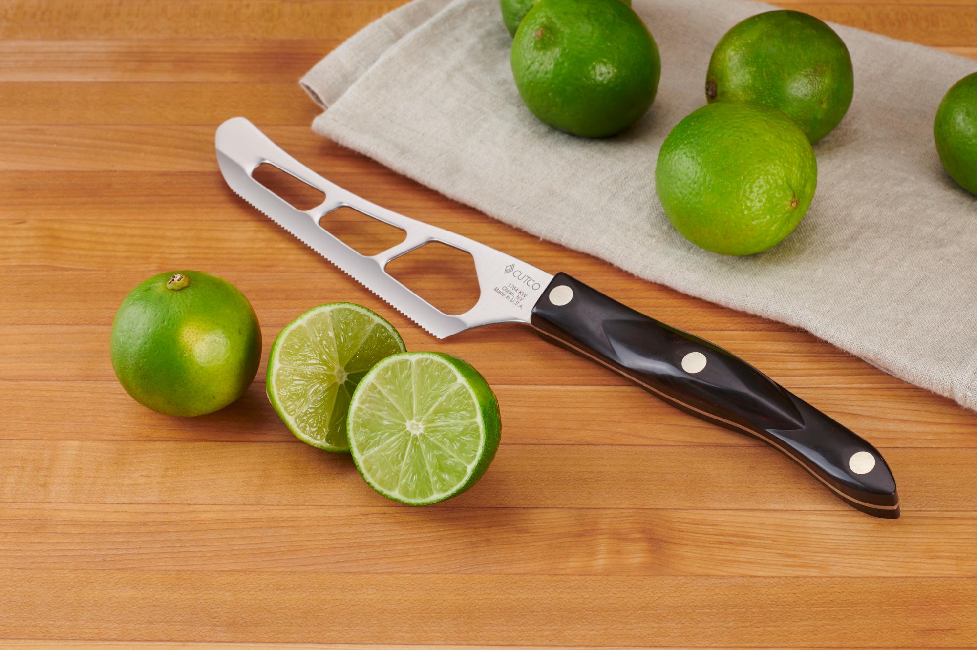 Cut limes with a Traditional Cheese Knife.