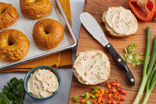 Fresh Bagels With Vegetable Cream Cheese