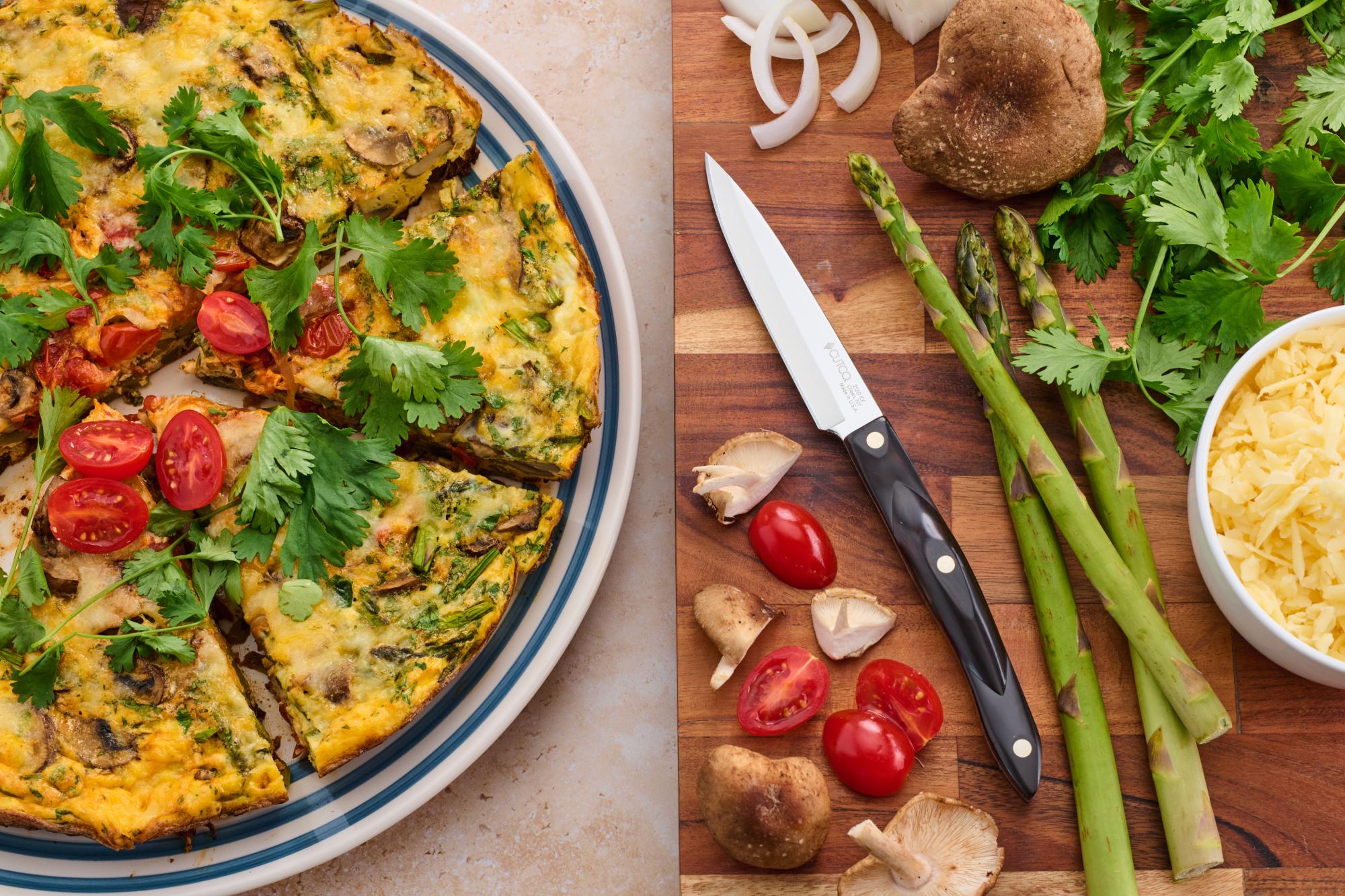 Tomato, Mushroom and Asparagus Cheddar Frittata