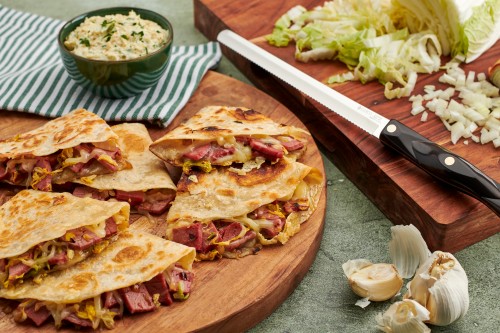 Corned Beef and Cabbage Cheese Quesadillas