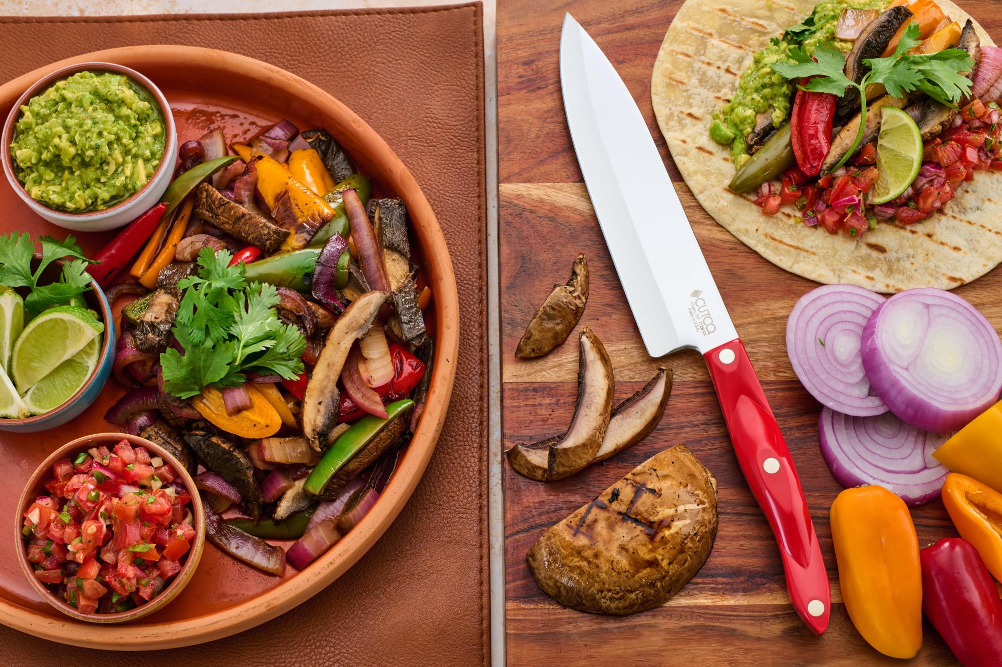 Seared Portabella Steak Fajitas With Pico de Gallo and Salsa Verde