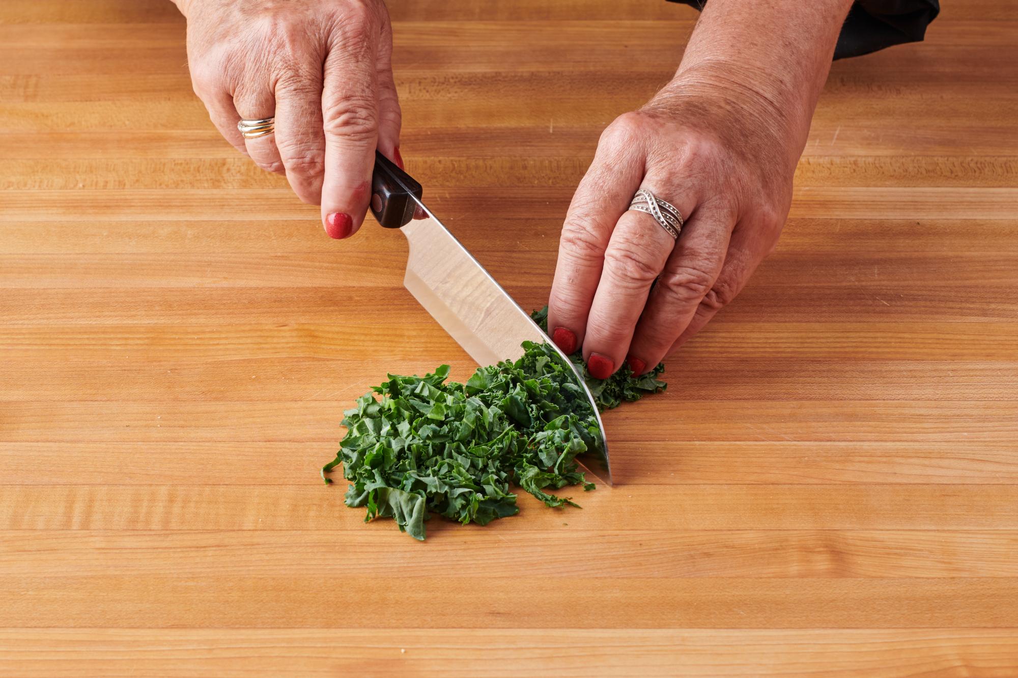 Shredding kale with 7-3/4” Petite Slicer