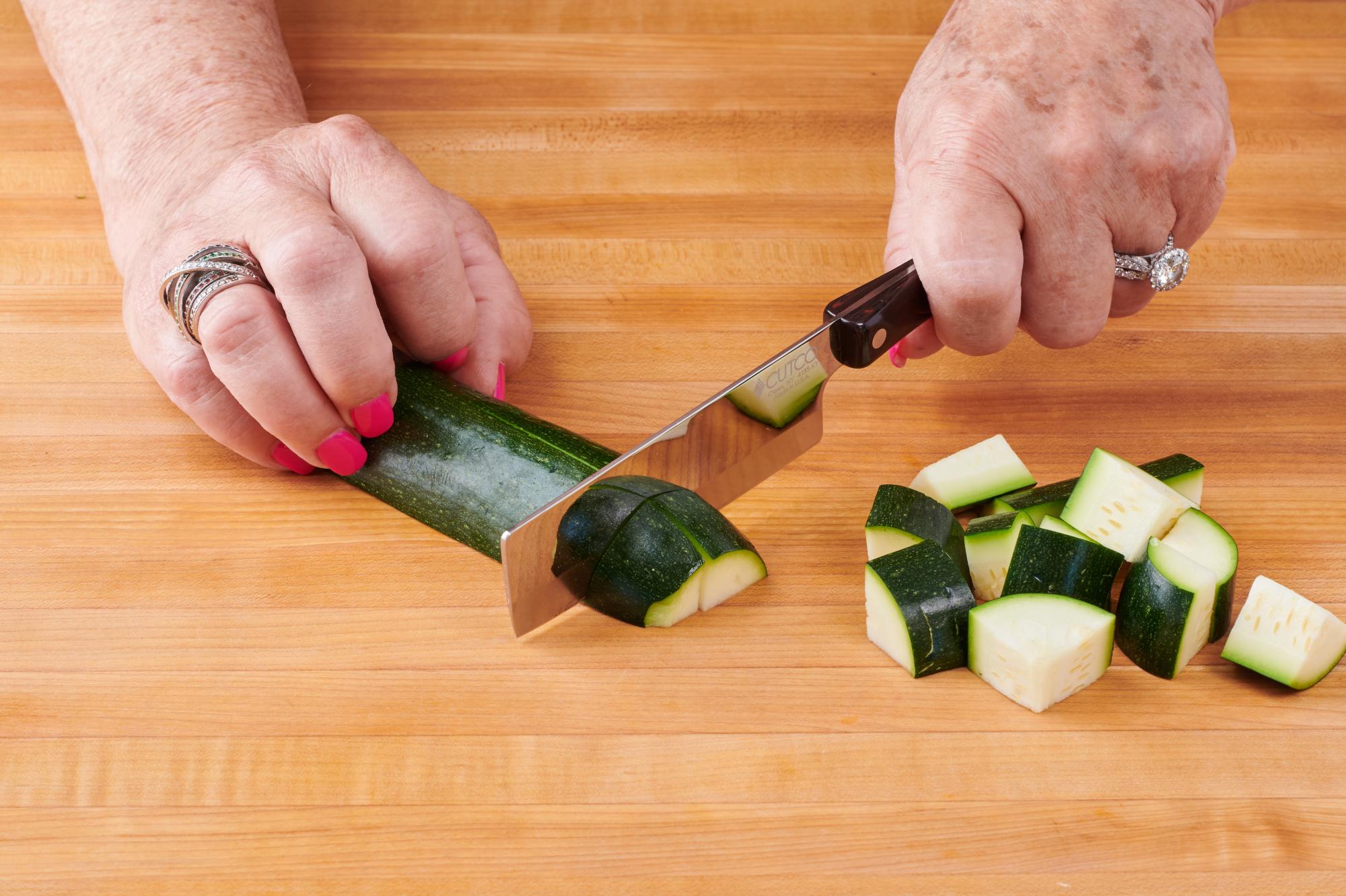 diced zucchini with 4″ Vegetable Knife