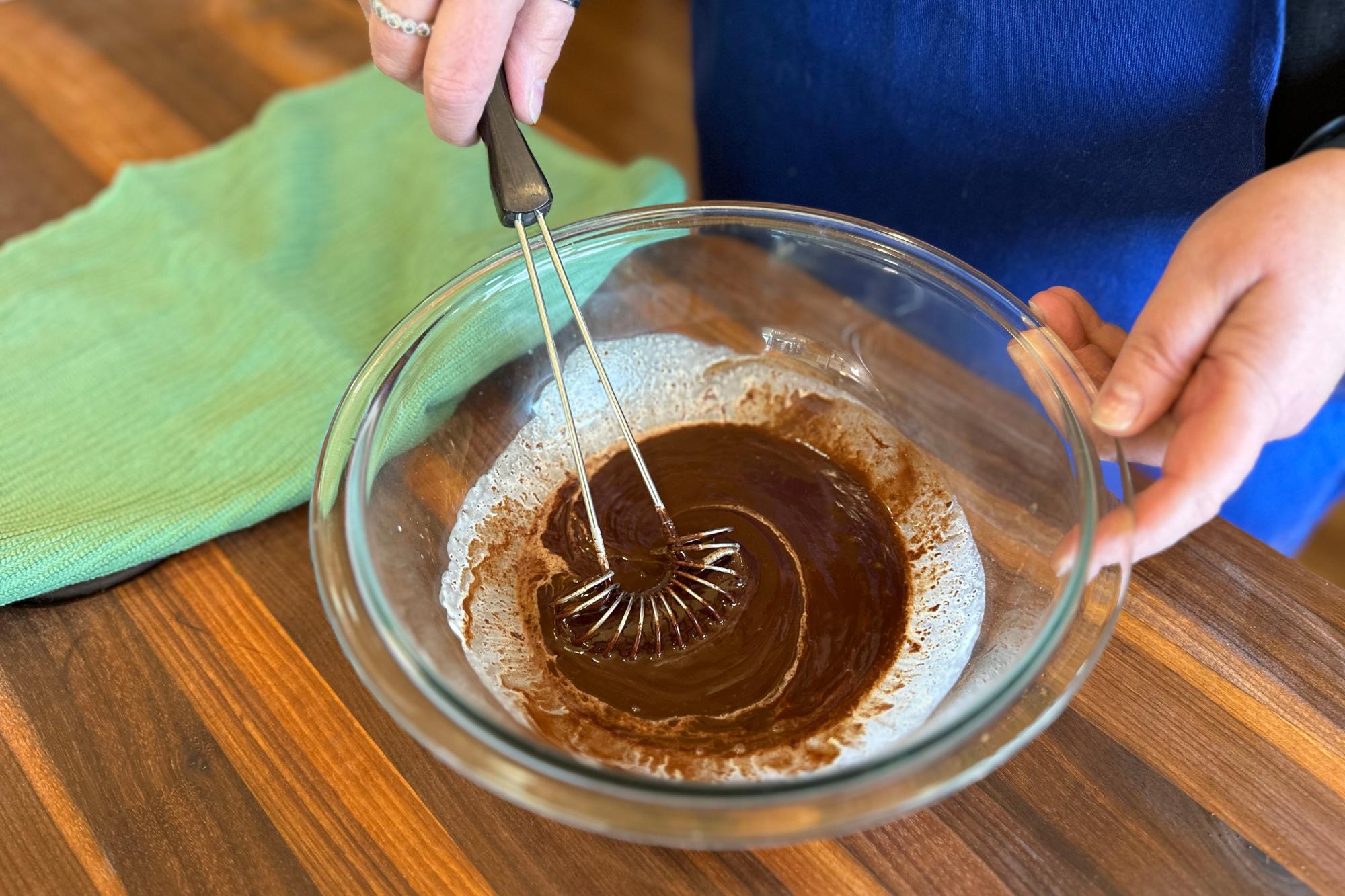 Whisking chocolate with a Mix stir.