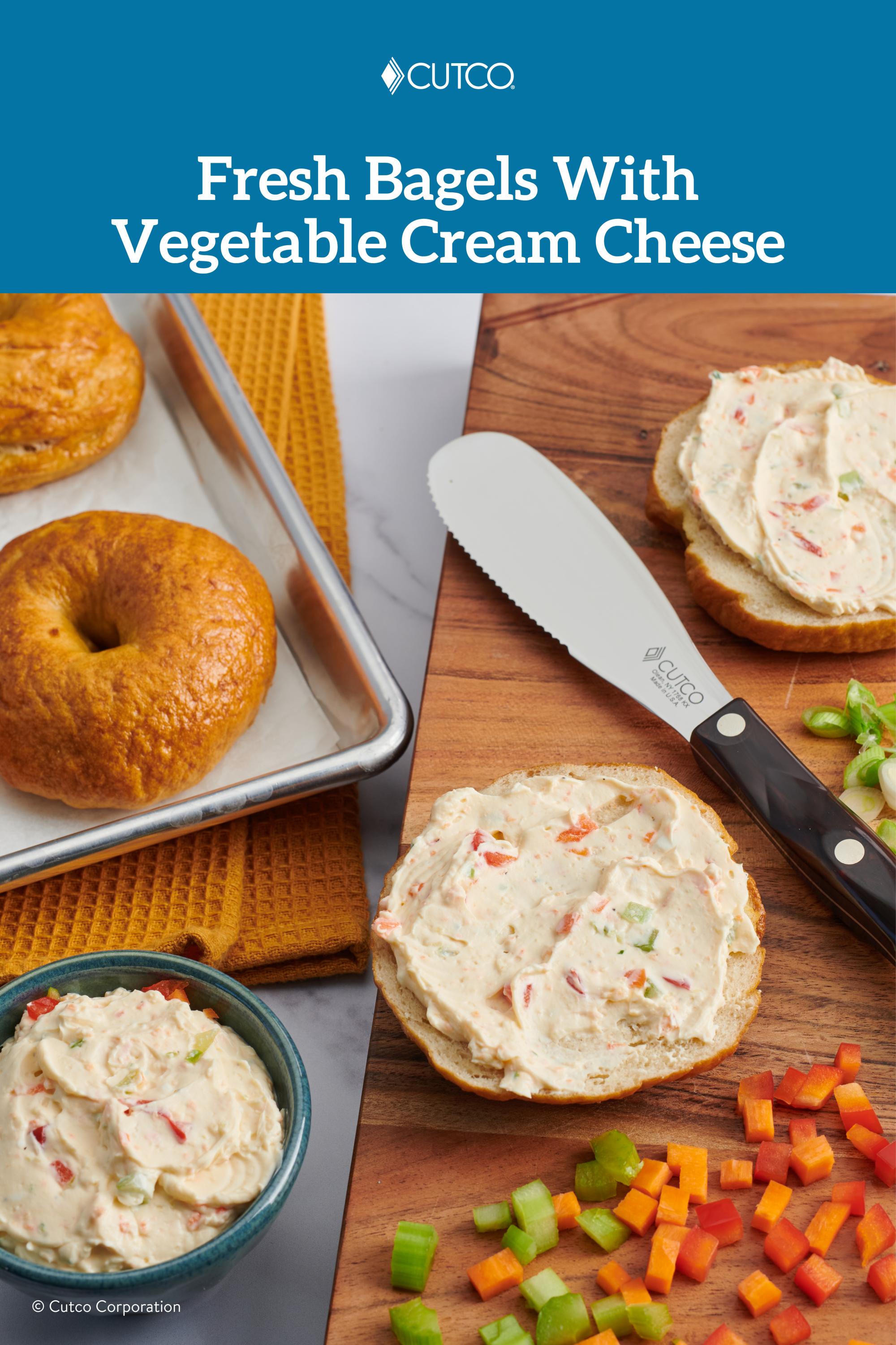 Fresh Bagels With Vegetable Cream Cheese