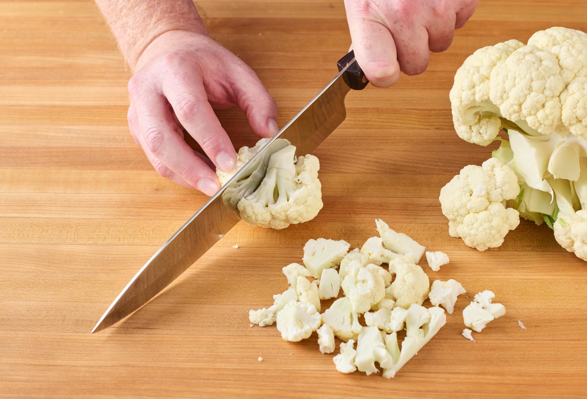 cutting cauliflower with French Chef