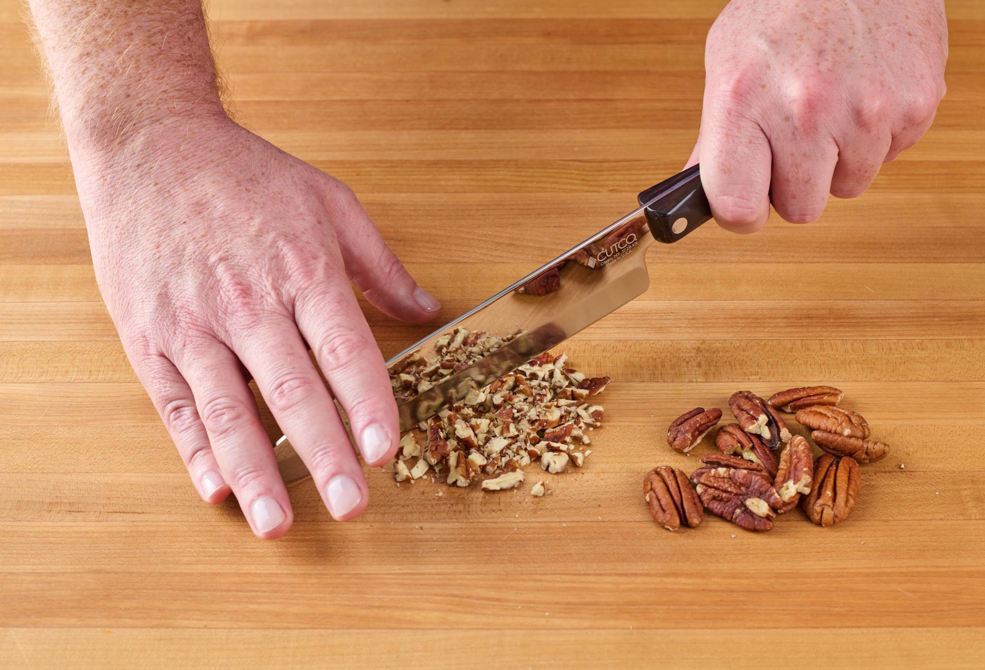 Chopping the pecans with a Petite Chef.