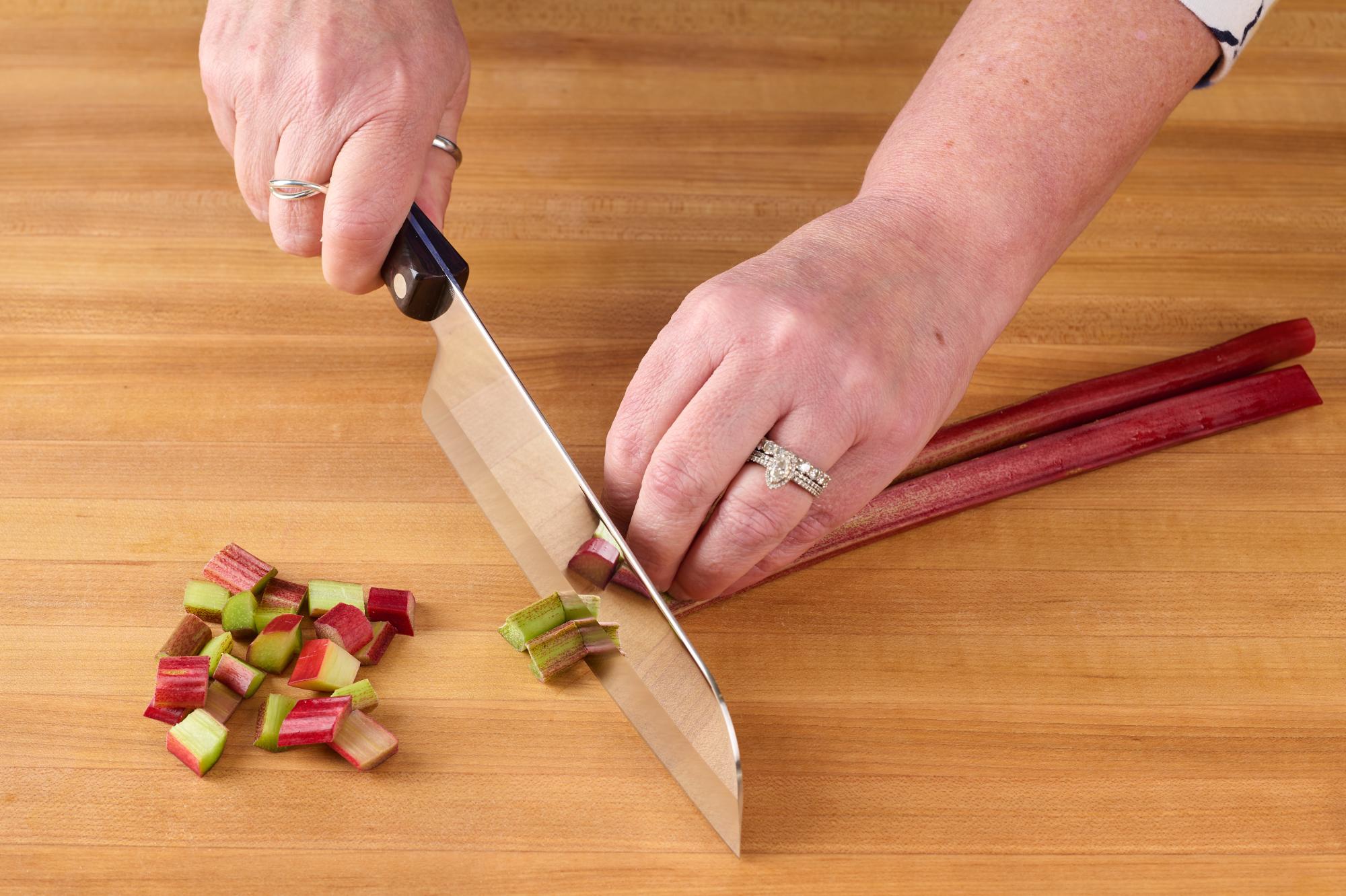 chop the stalks into half-inch pieces with a Santoku.