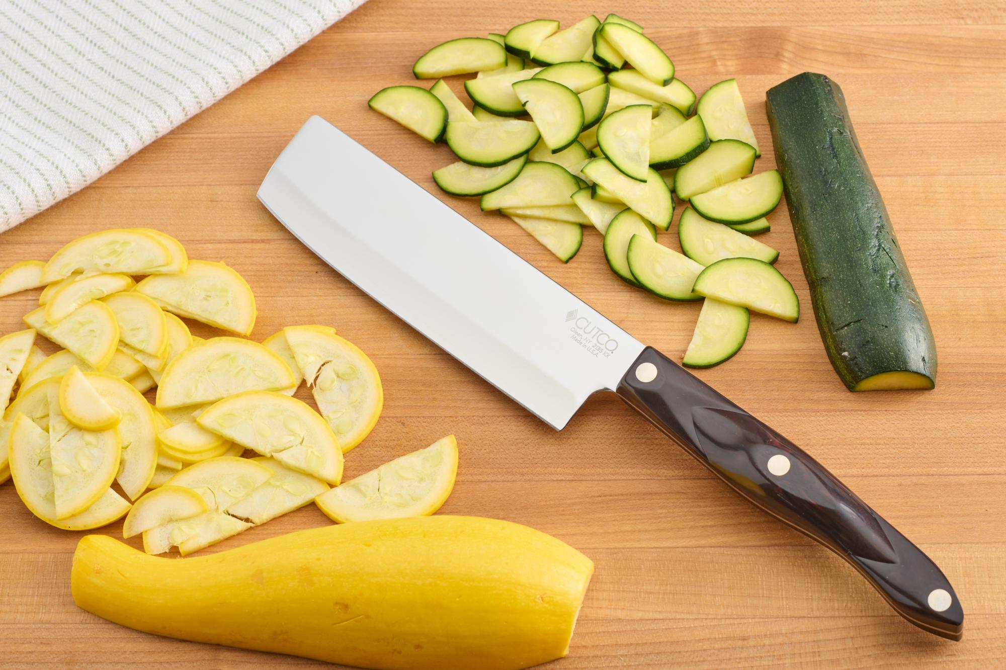 Sliced zucchini and squash with a 6 Inch Vegetable Knife.