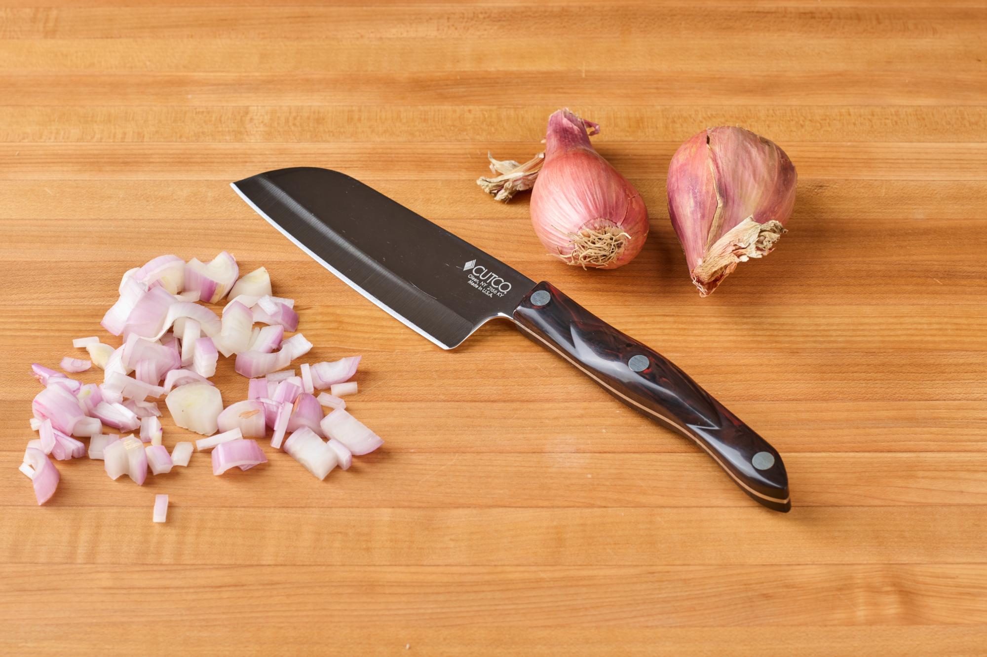 chopping shallots with P Santoku