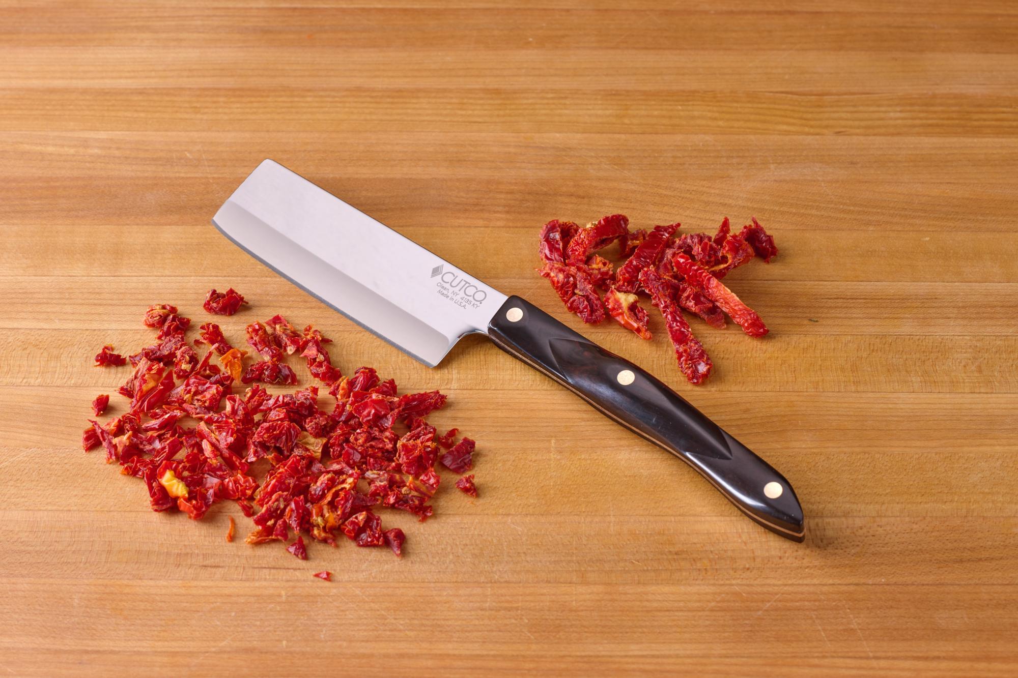Chopped sundried tomatoes with 4 Inch Vegetable Knife.