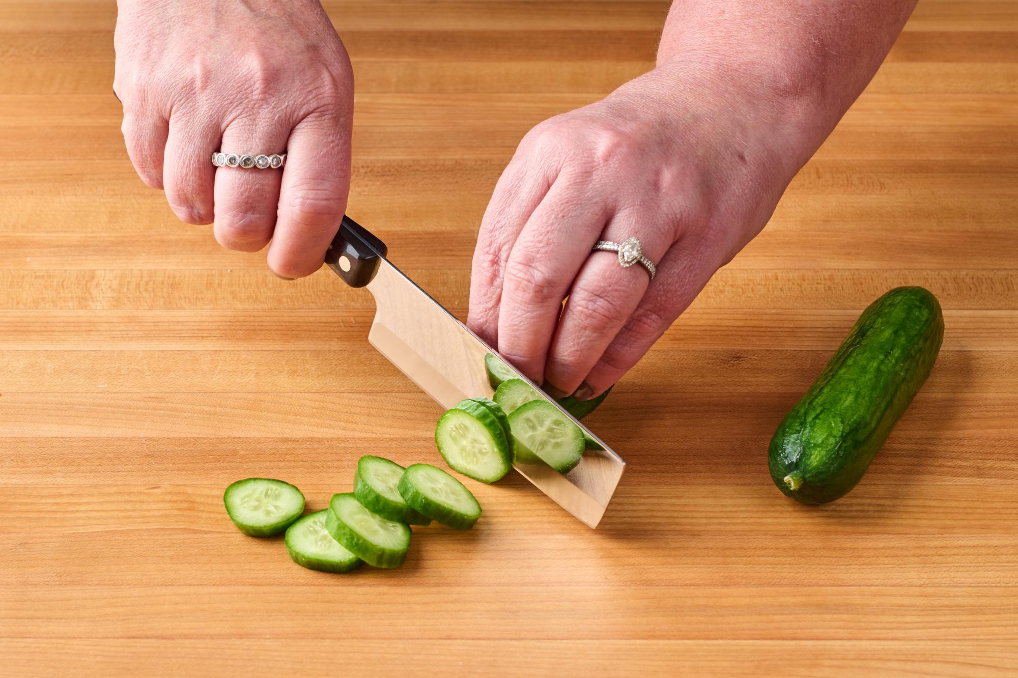 slicing cucumbers with 4″ Vegetable Knife