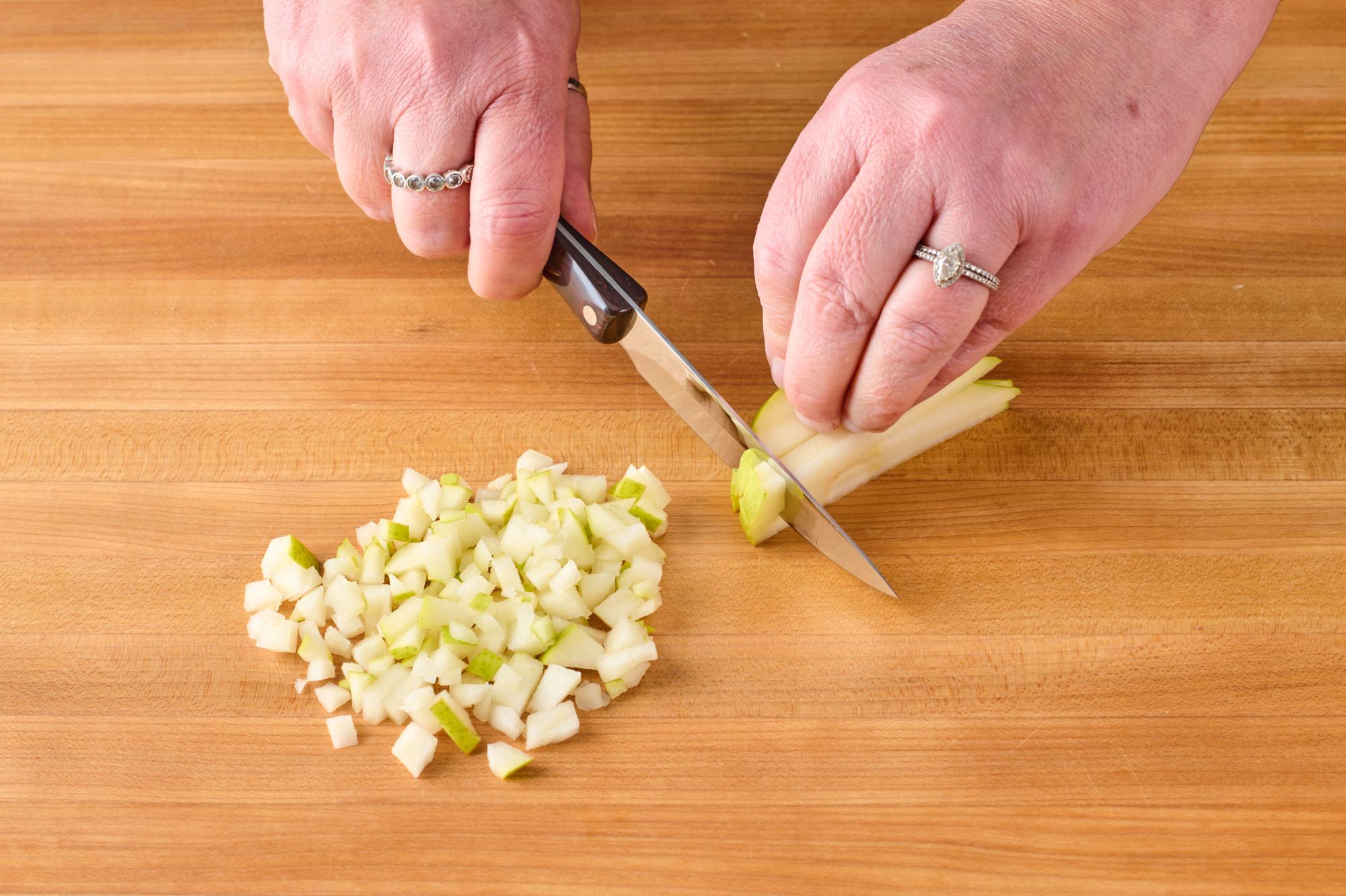 Dicing pears with a 4 Inch Gourmet Paring Knife.