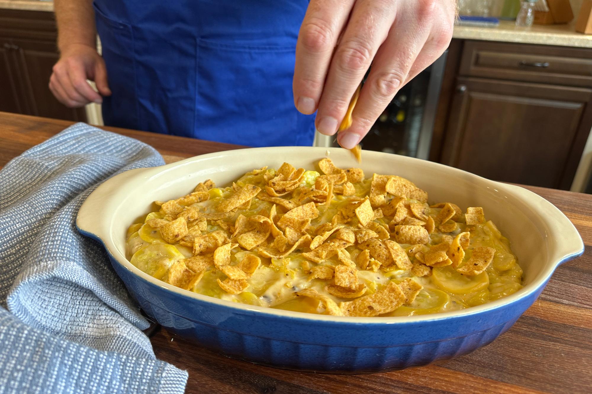 Adding the corn chips on top.