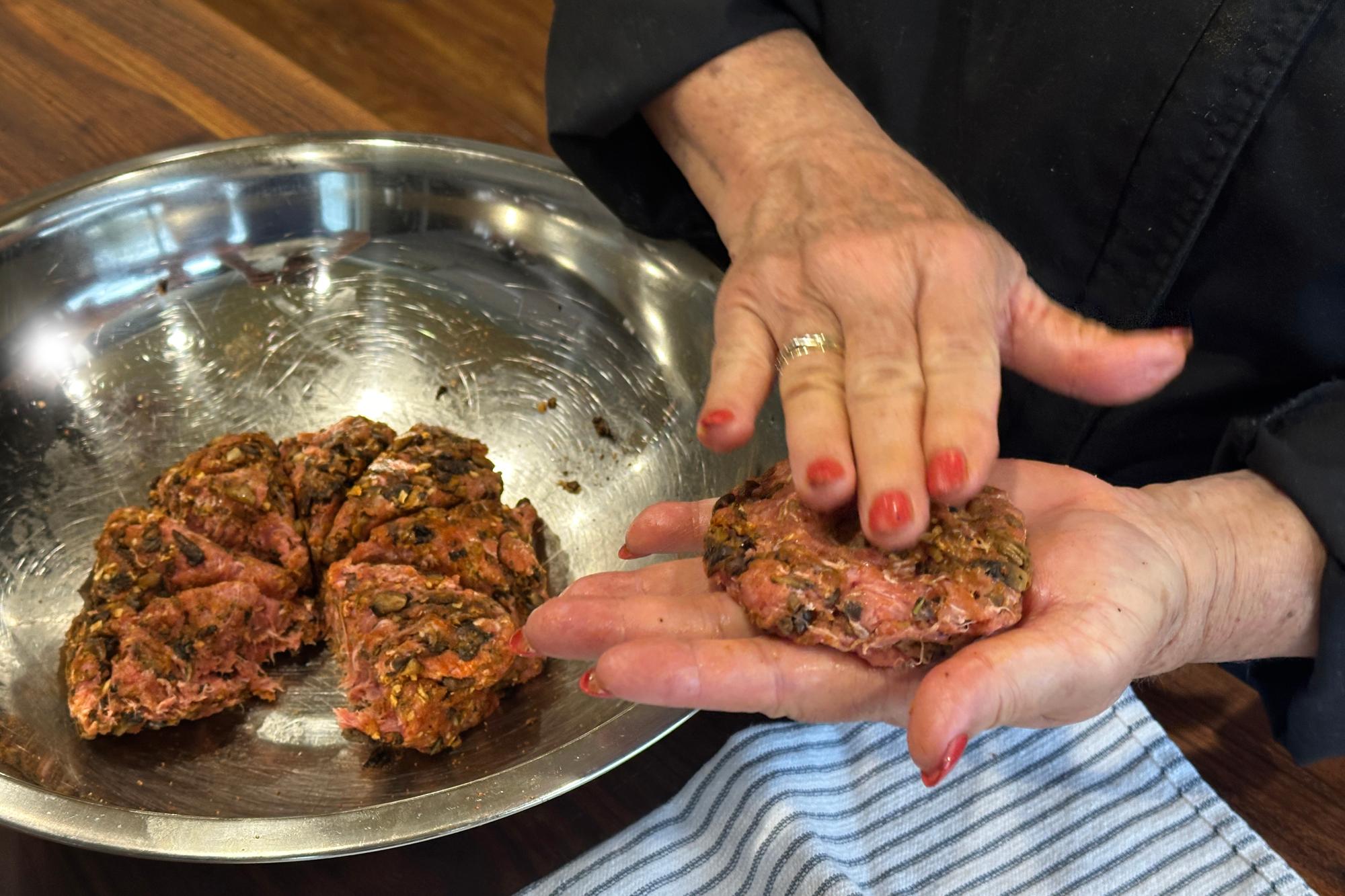 Forming into patties.