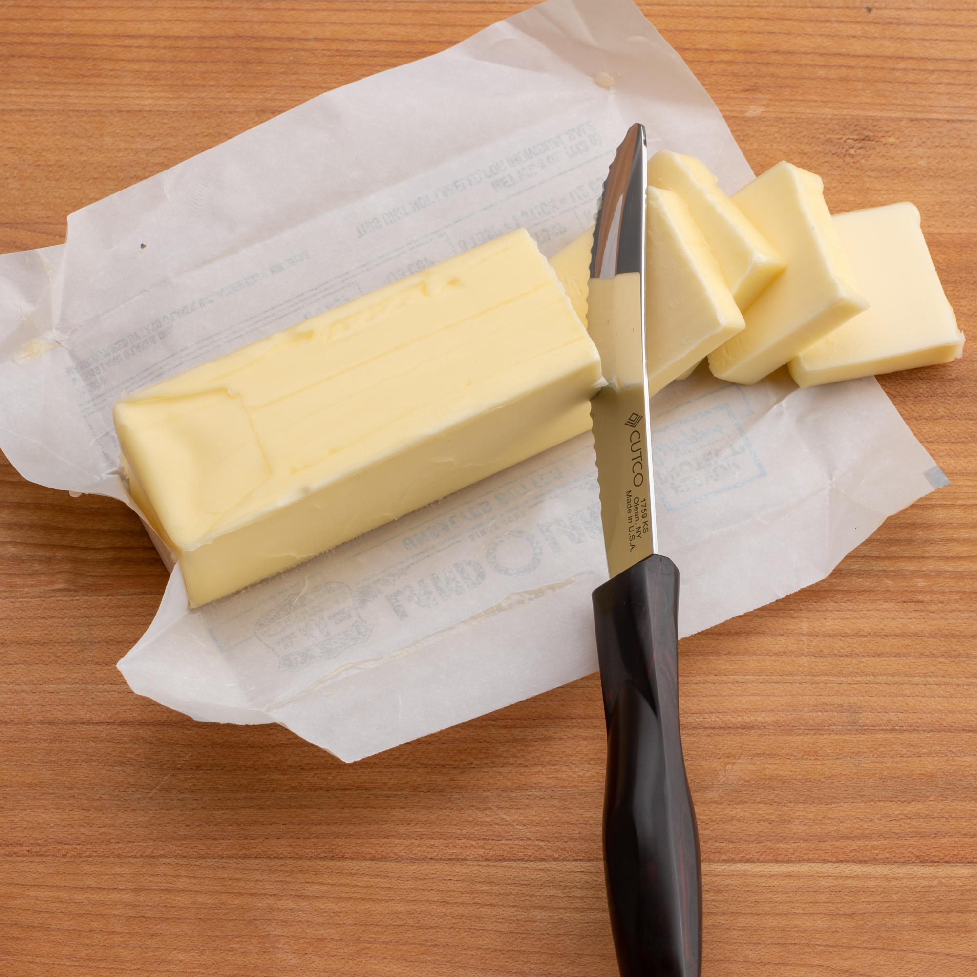cutting butter into slices