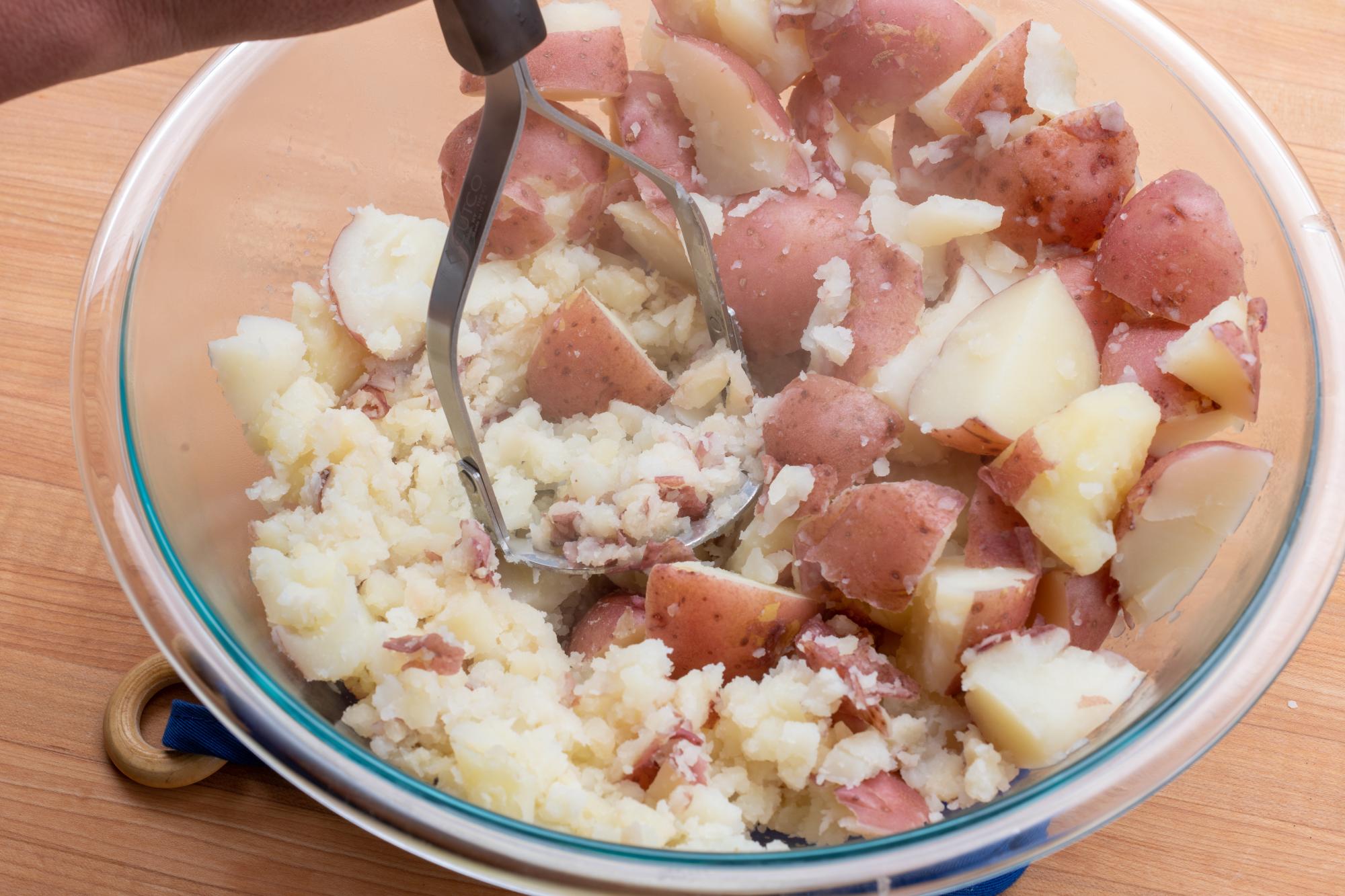 mashing potatoes
