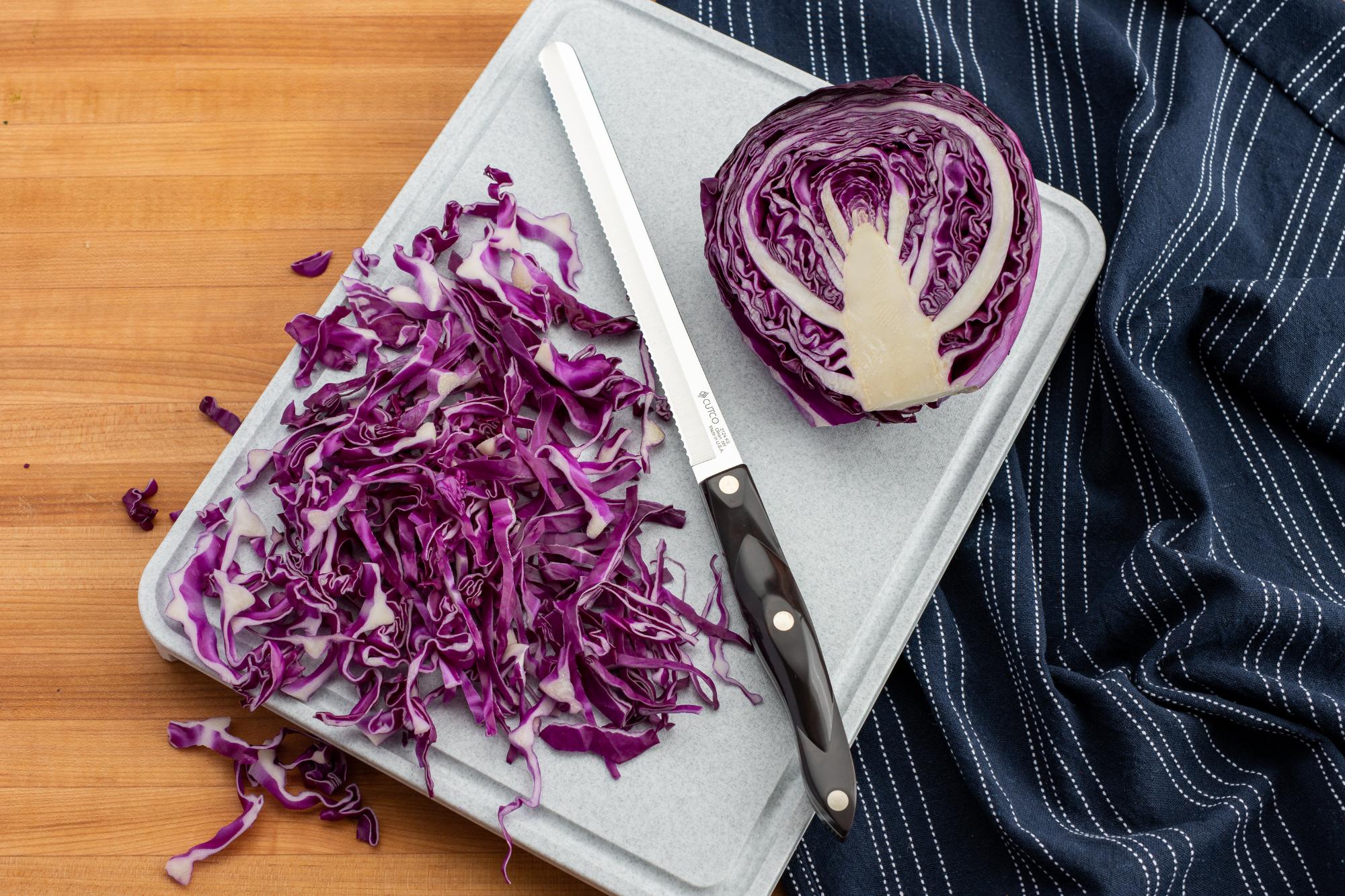 Thin slices of the cabbage with a Petite Slicer.