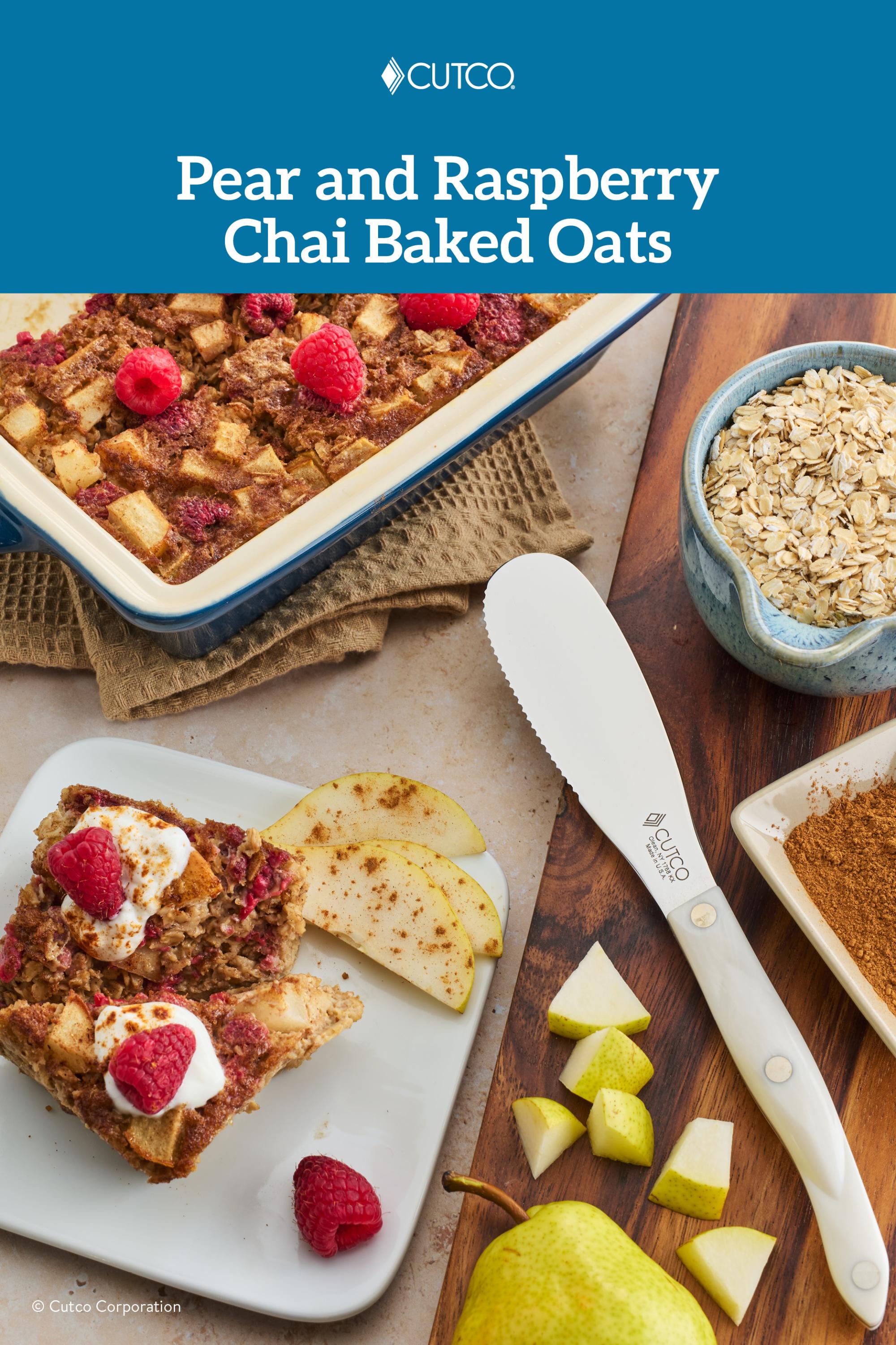 Pear and Raspberry Chai Baked Oats