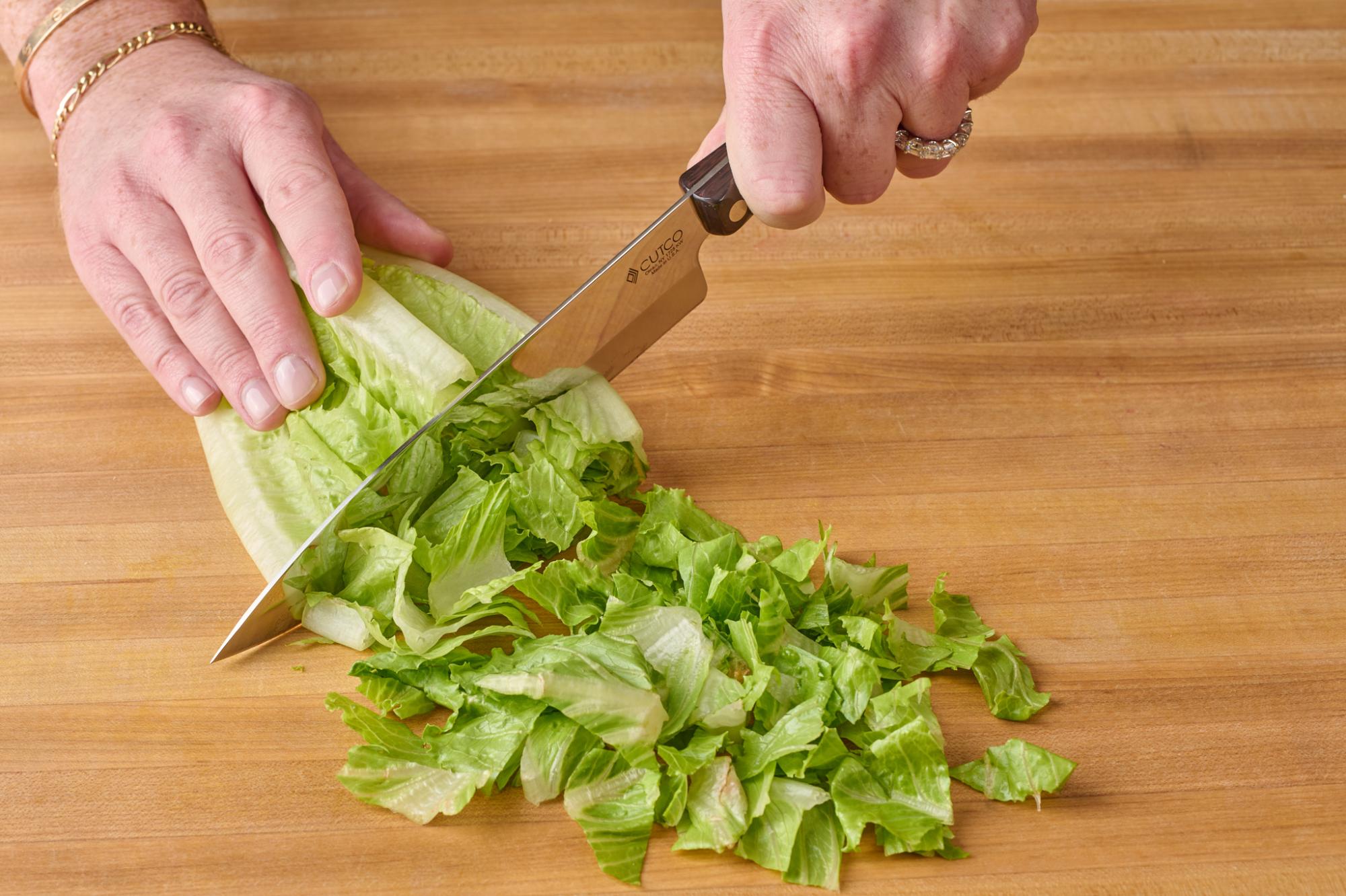 Chopping romaine lettuce with Petite Chef