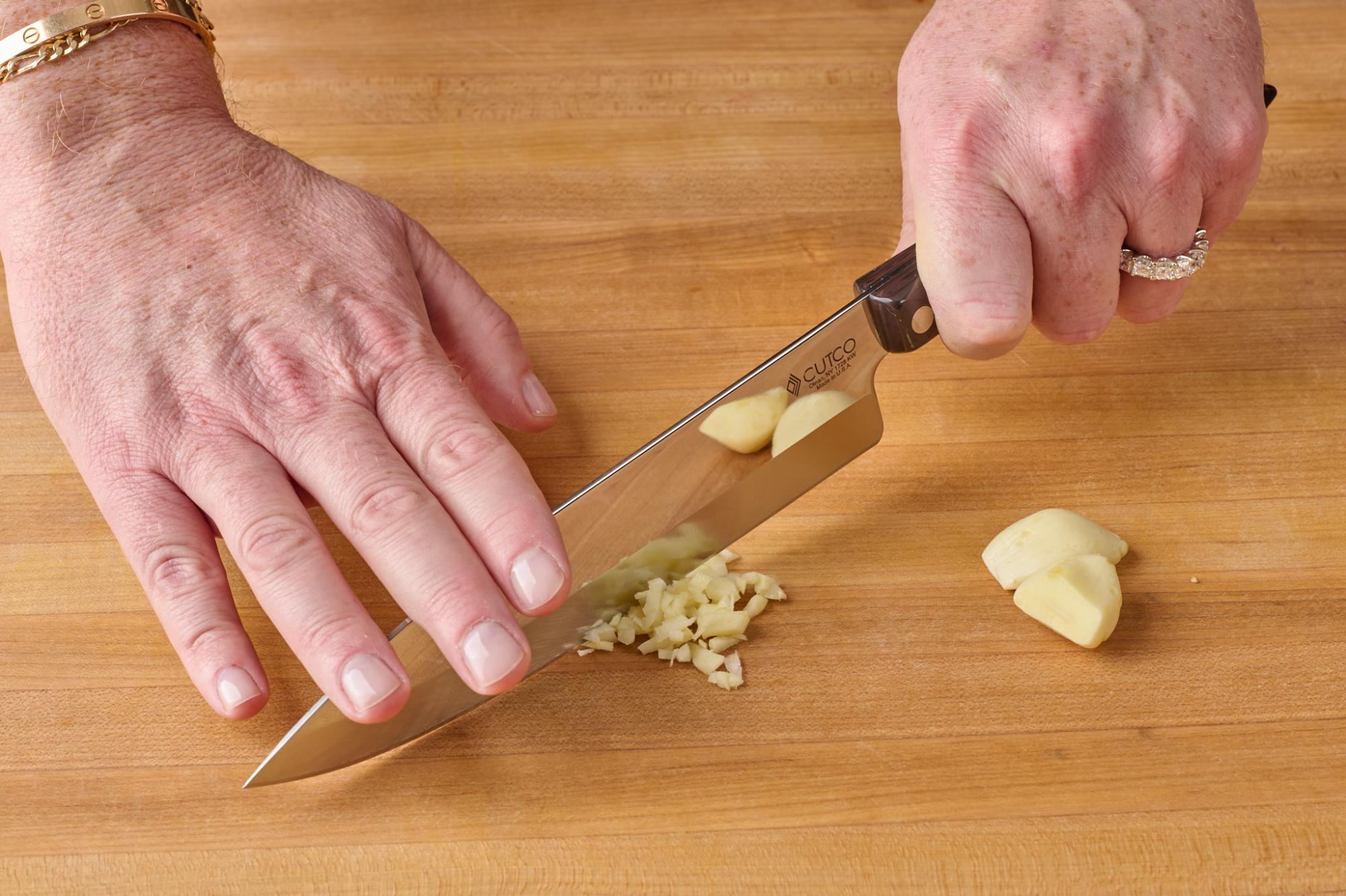 mincing garlic