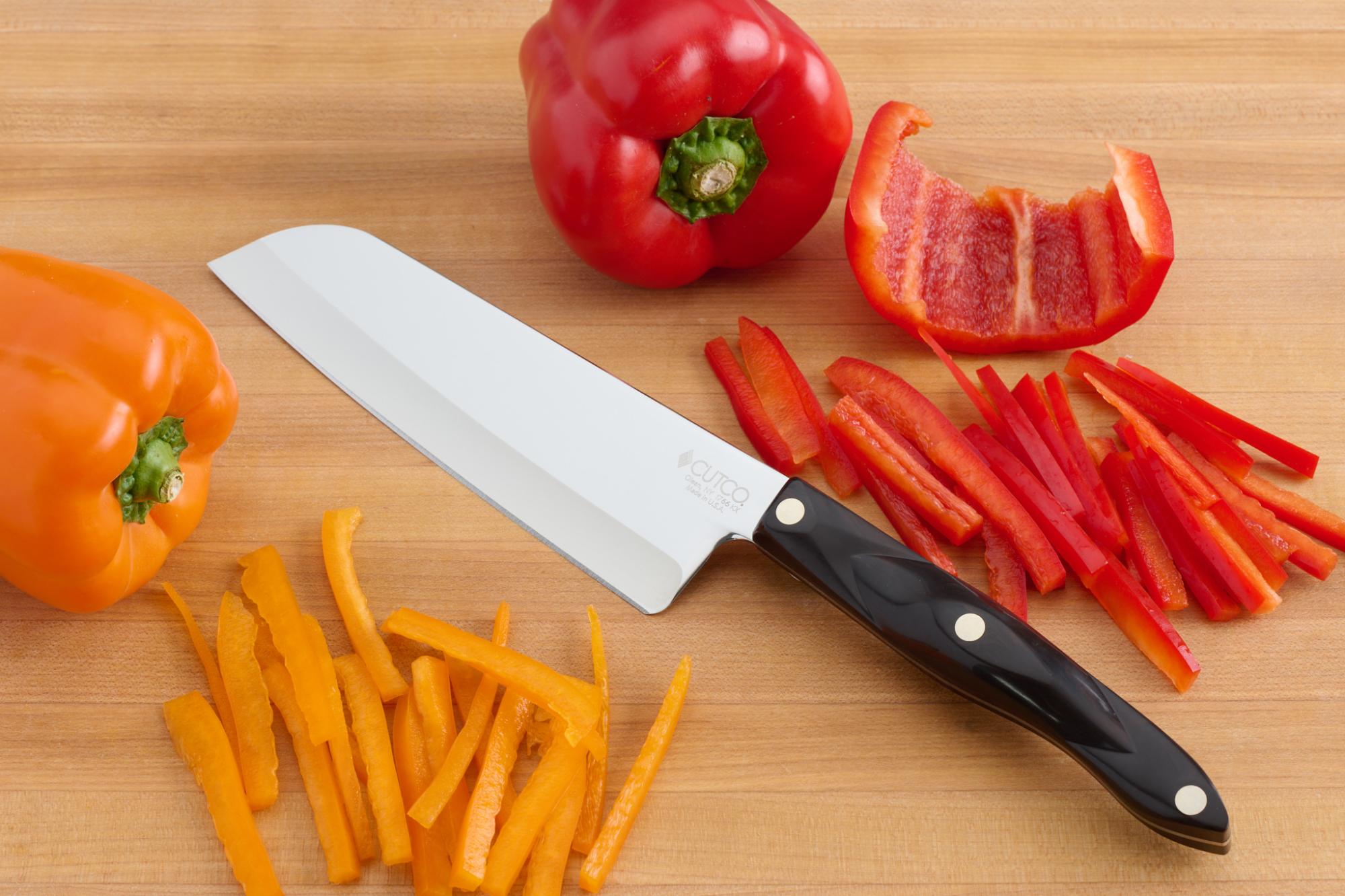 Sliced red and orange peppers