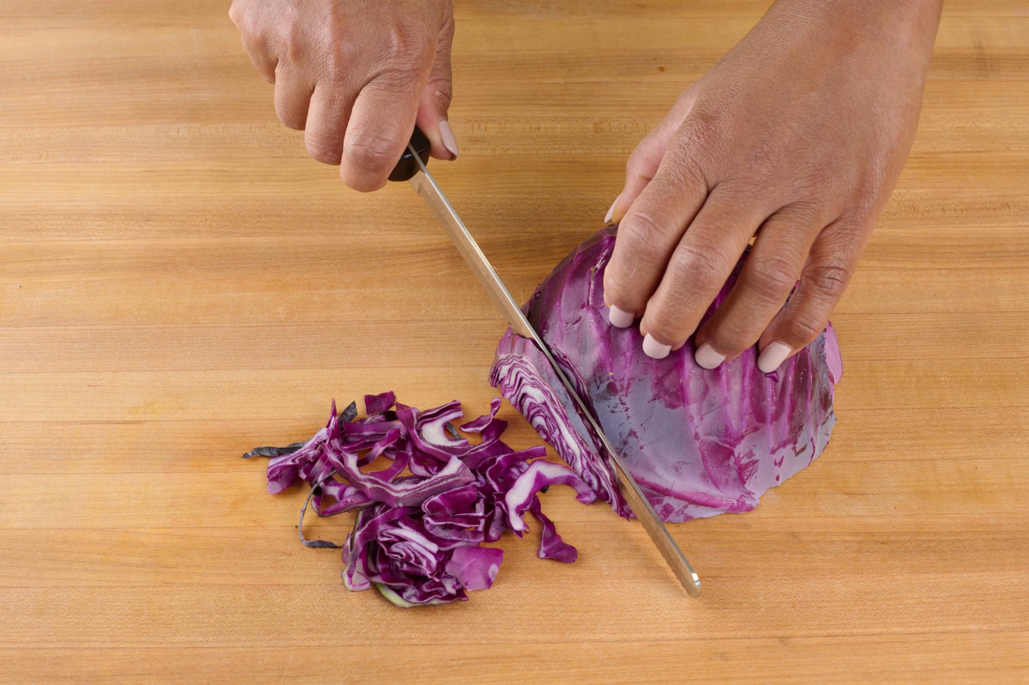 Shredding red cabbage