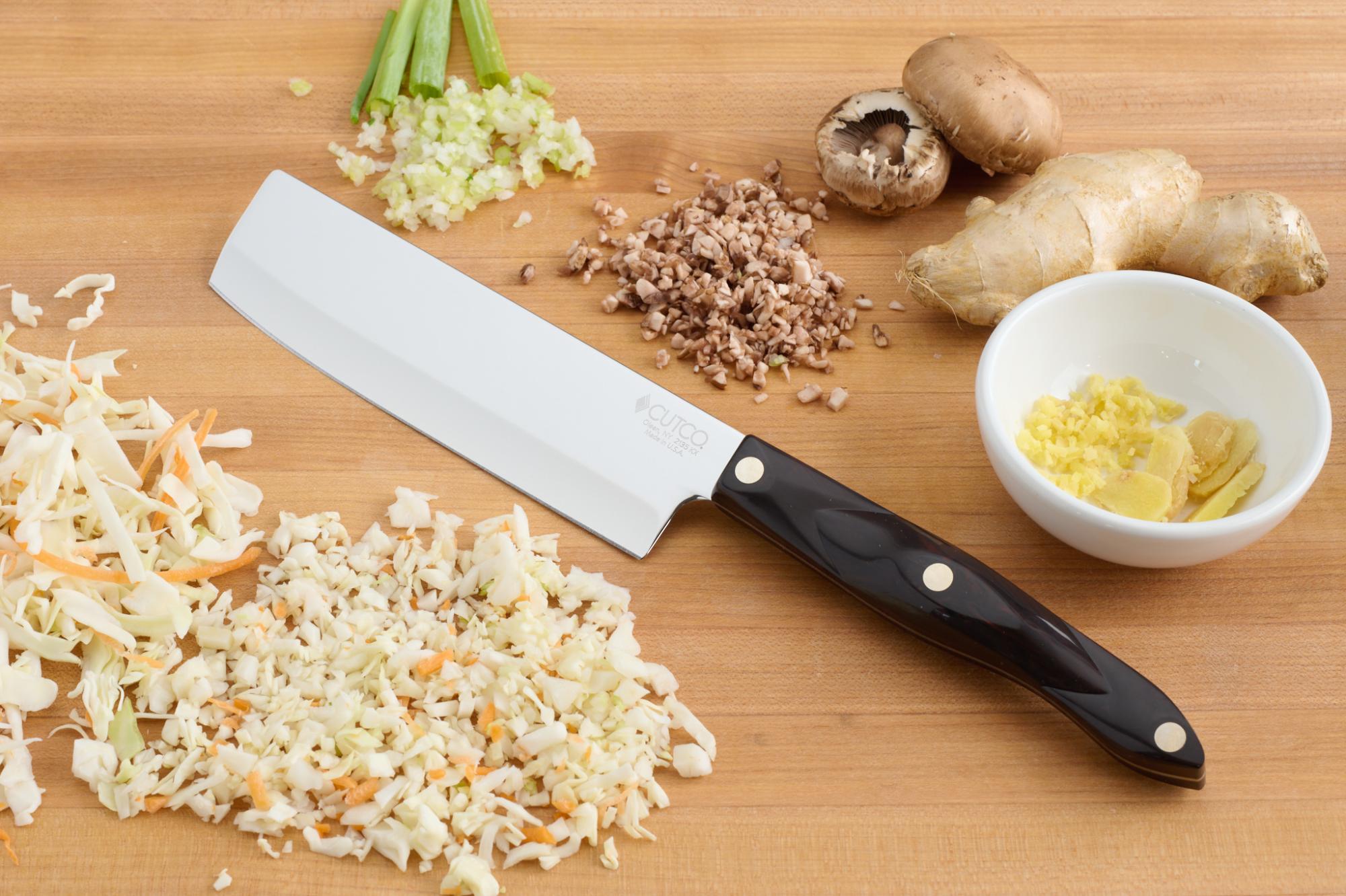 Finely chopped mushrooms, scallions, ginger and coleslaw
