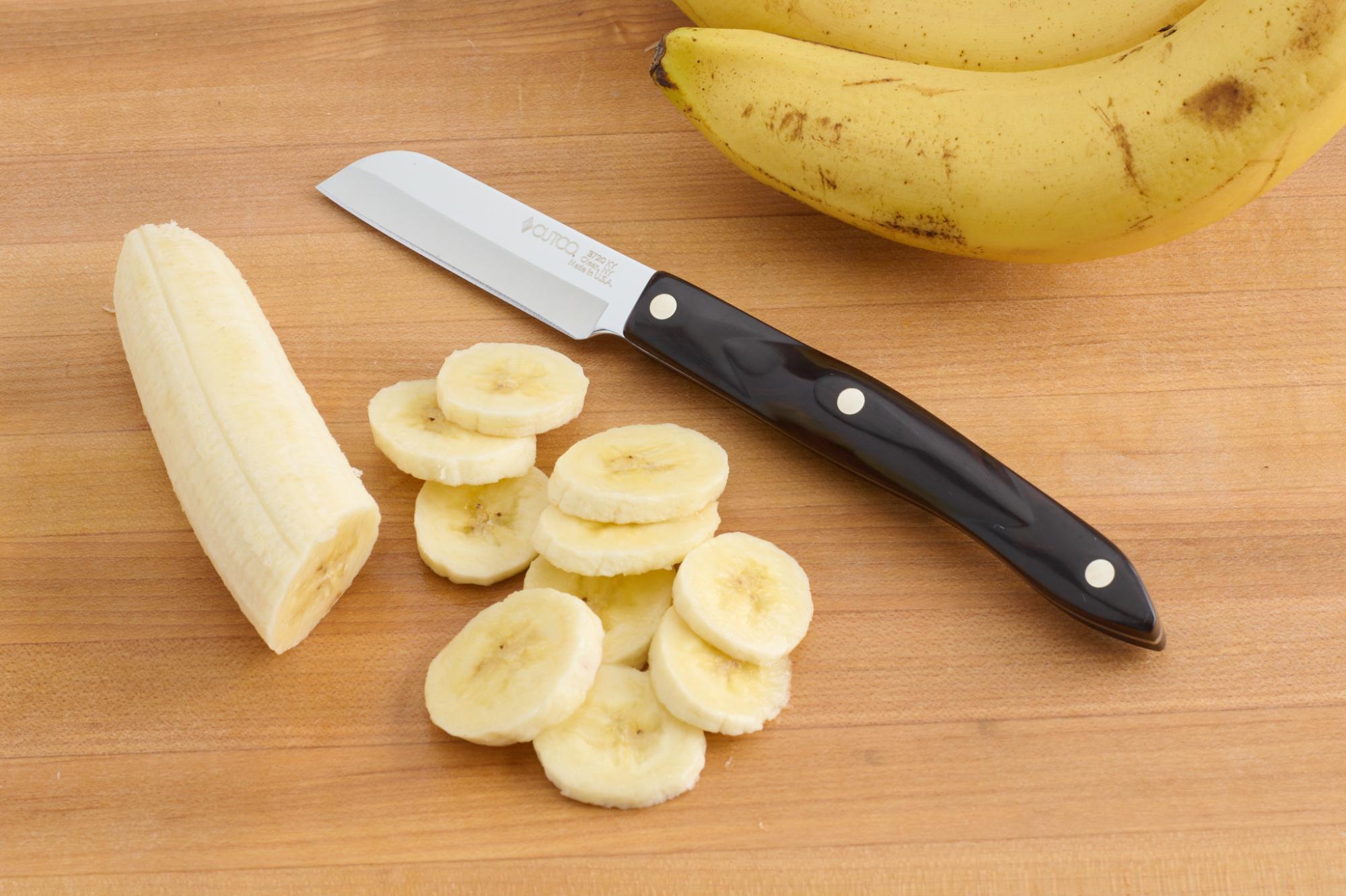 Sliced banana with Santoku-Style 3″ Paring Knife