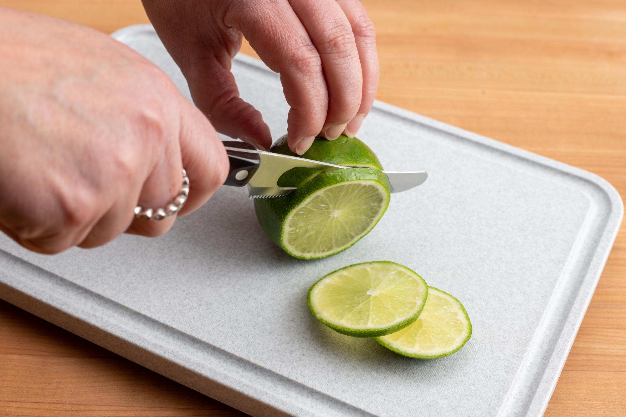 slicing a lime