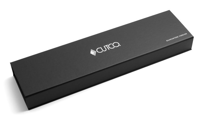 Closed Gift Box with embossed Cutco logo and the phrase Guaranteed Forever.