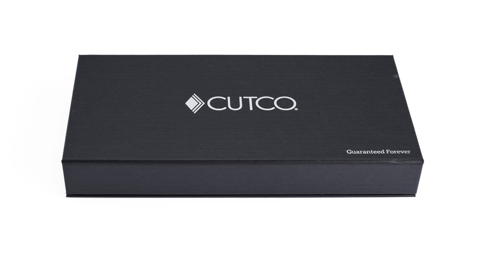 Closed Gift Box with embossed Cutco logo and the phrase Guaranteed Forever.