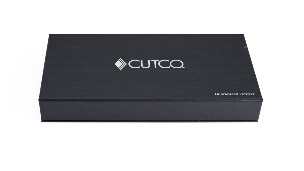 Closed Gift Box with embossed Cutco logo and the phrase Guaranteed Forever.