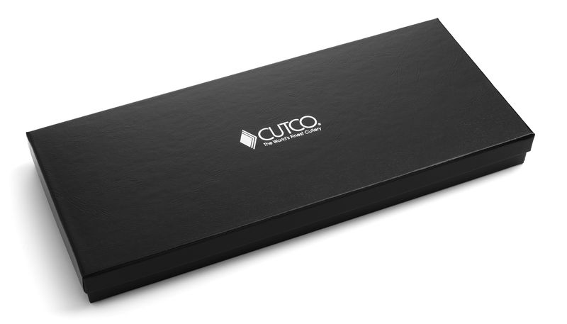 Closed Gift Box with embossed Cutco logo and the phrase Guaranteed Forever.