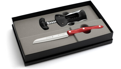 2 Products in Gift Box - Wine Opener, Santoku-Style Trimmer,