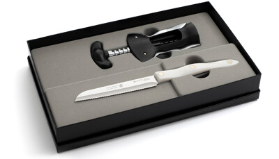 2 Products in Gift Box - Wine Opener, Santoku-Style Trimmer,