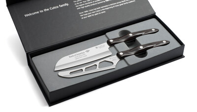 2 Products in Gift Box - 5" Petite Santoku, Traditional Cheese Knife,