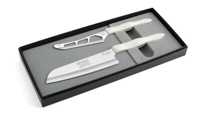 2 Products in Gift Box - 7" Santoku, Traditional Cheese Knife,