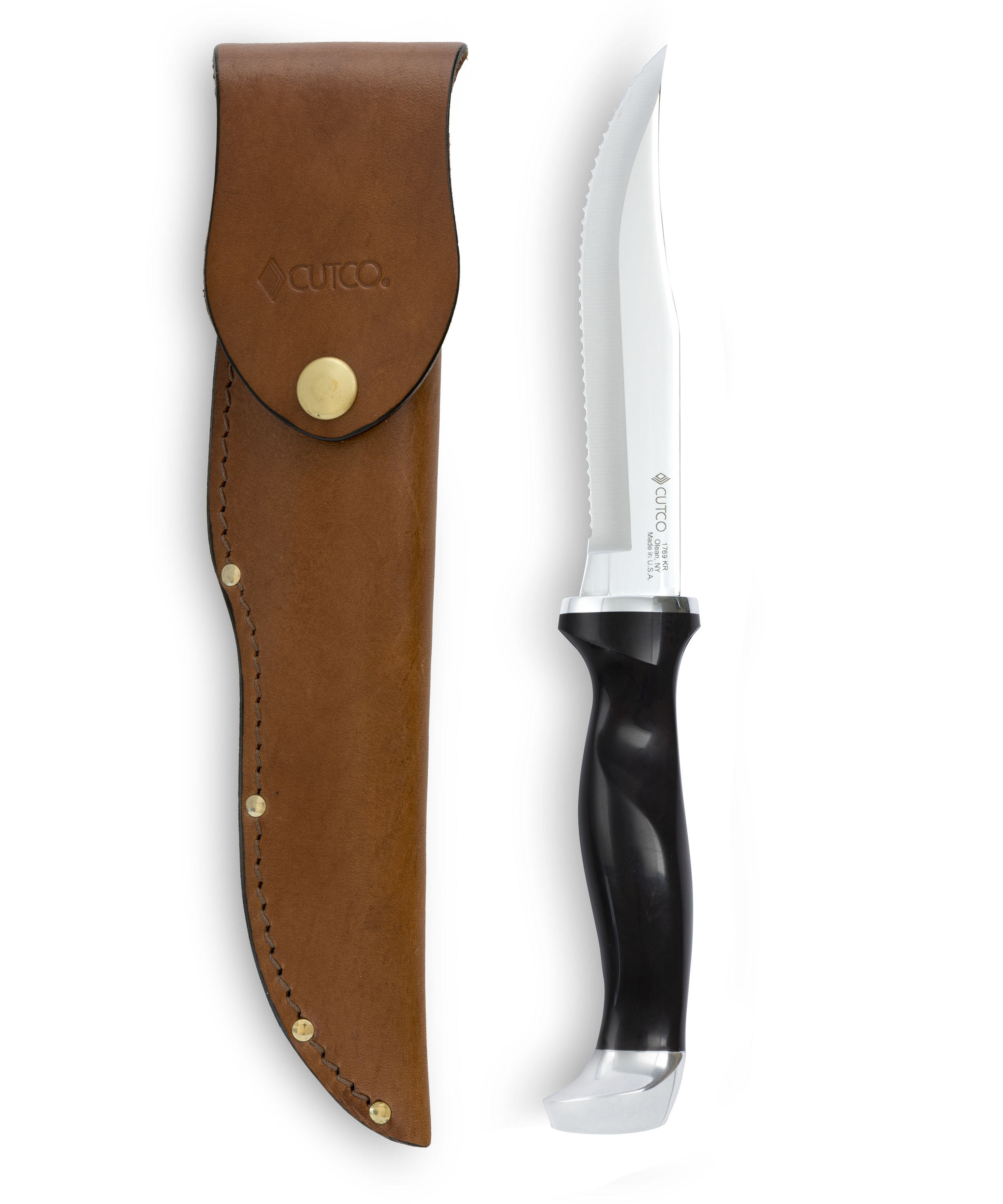  CUTCO Model 5718 Black Drop Point Knife with Double-D