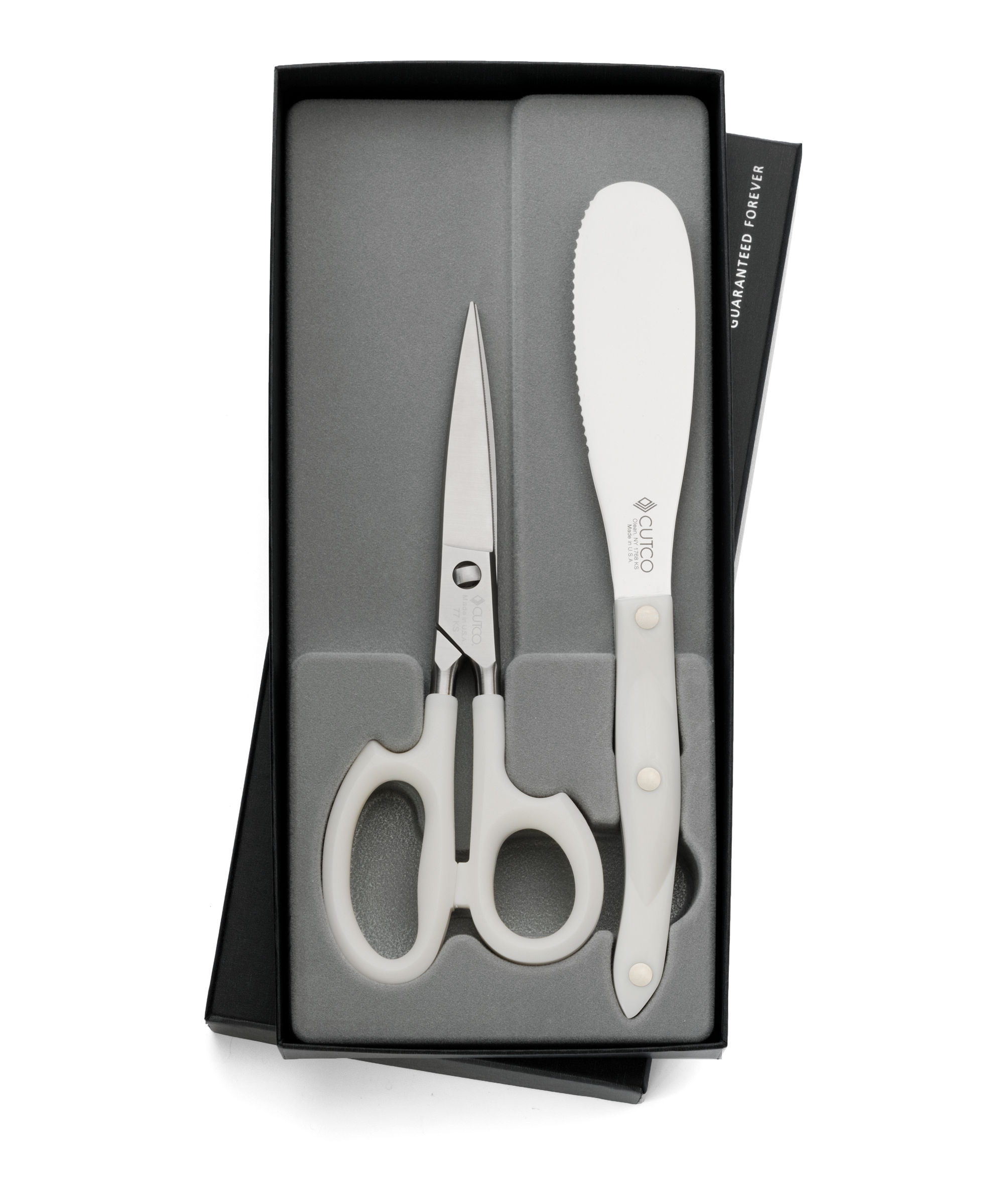 CUTCO Model 77 Super Shears with Pearl White handles..High Carbon  Stainless blades..still in the box from the factory