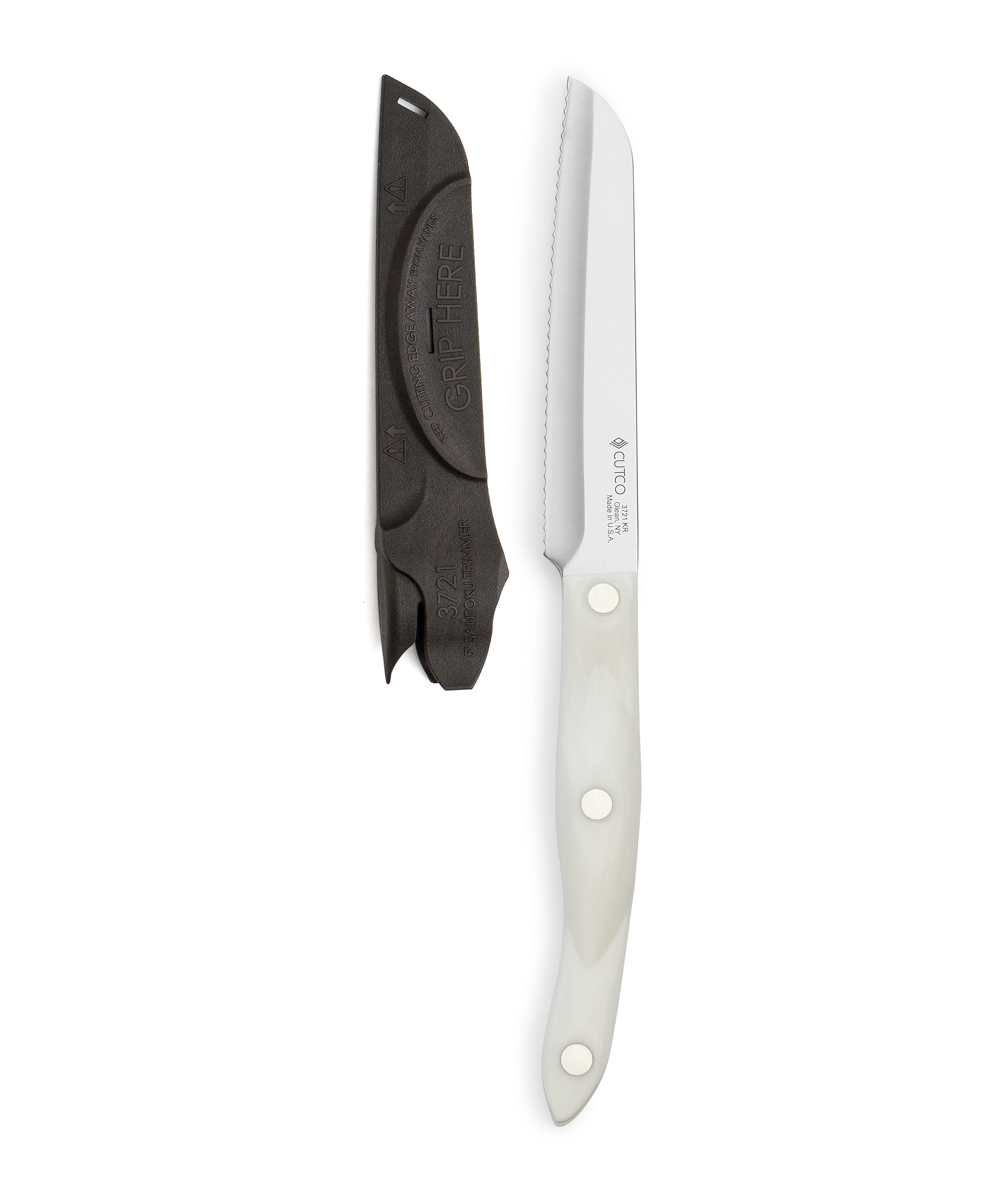Cutco Model 3729 Santoku-Style Carver with 8.2 Double-D Serrated Edge Blade and 5.5 Classic Dark