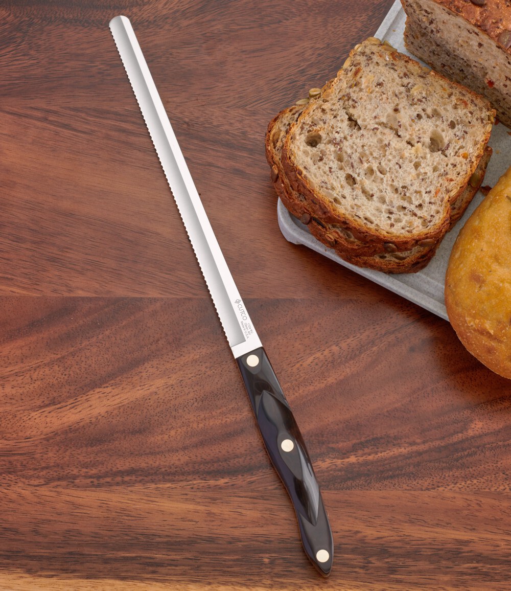 CUTCO 1724 JB Serrated Edge Bread Slicer Knife - Black Swirl Handle H4