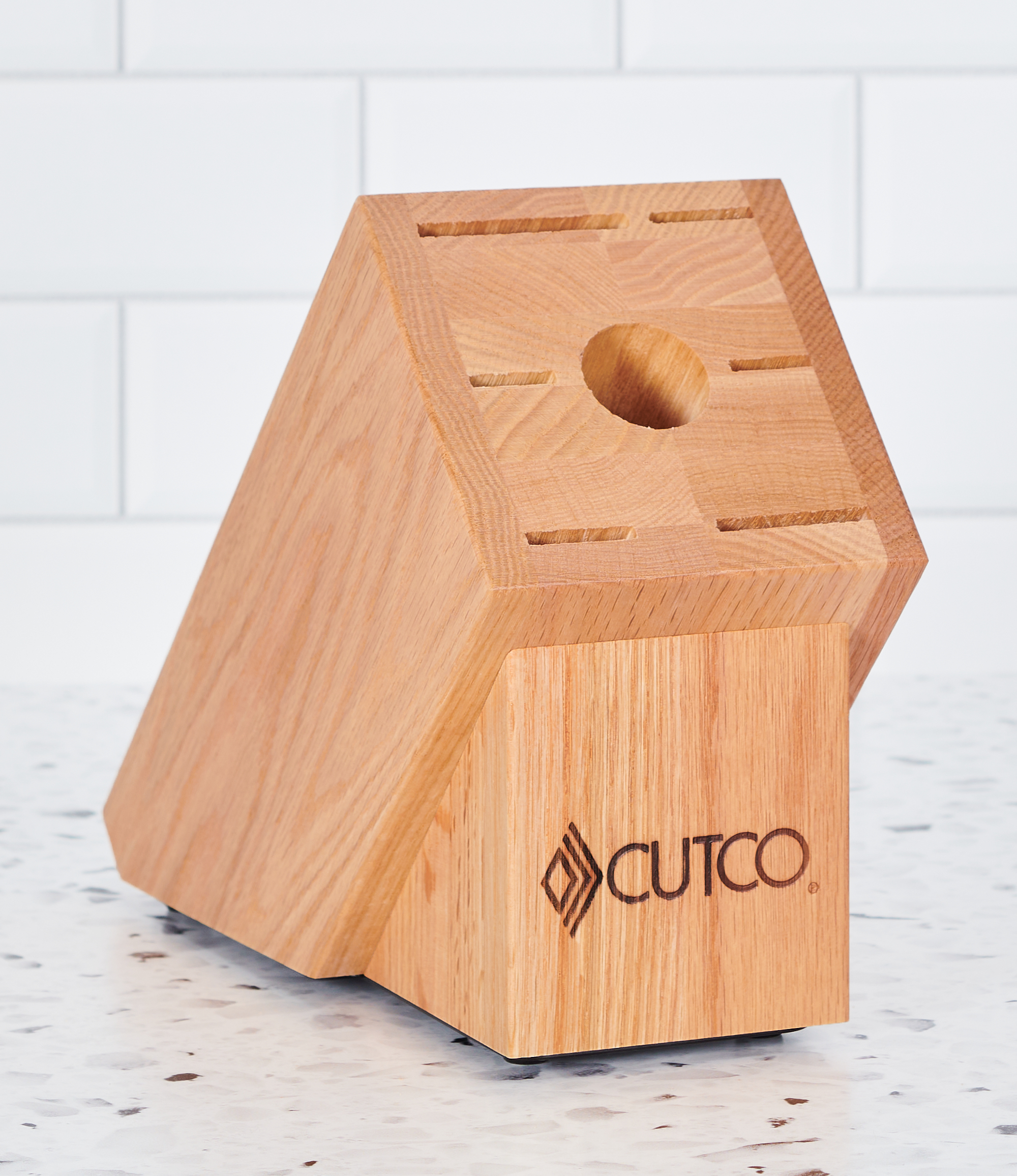 CUTCO Signature Set 24 Slot Honey Oak Wood Finish Knife Block Made in